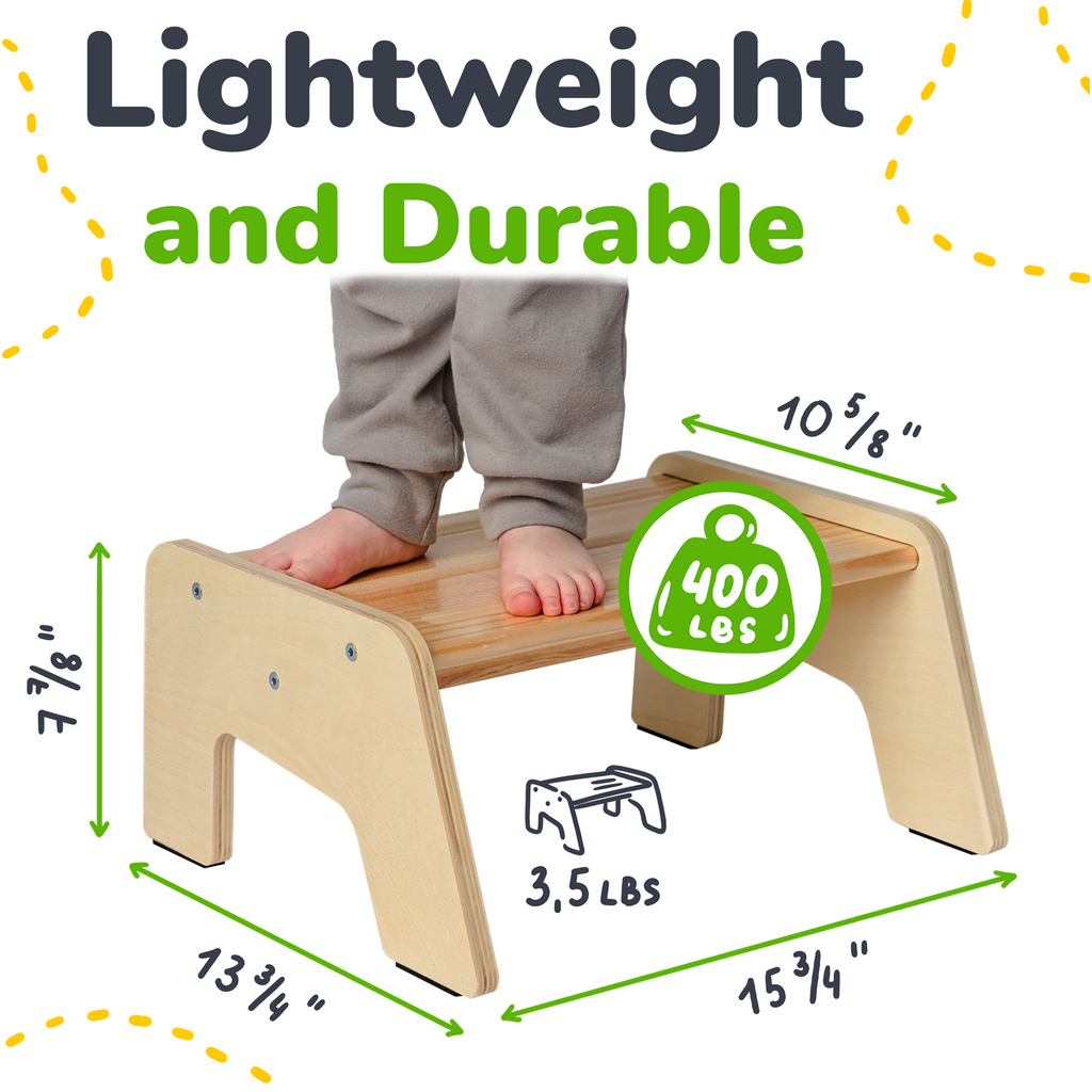 1-Step Wooden Kids Step Stool – Non-Slip for Kitchen, Bath & Potty Training