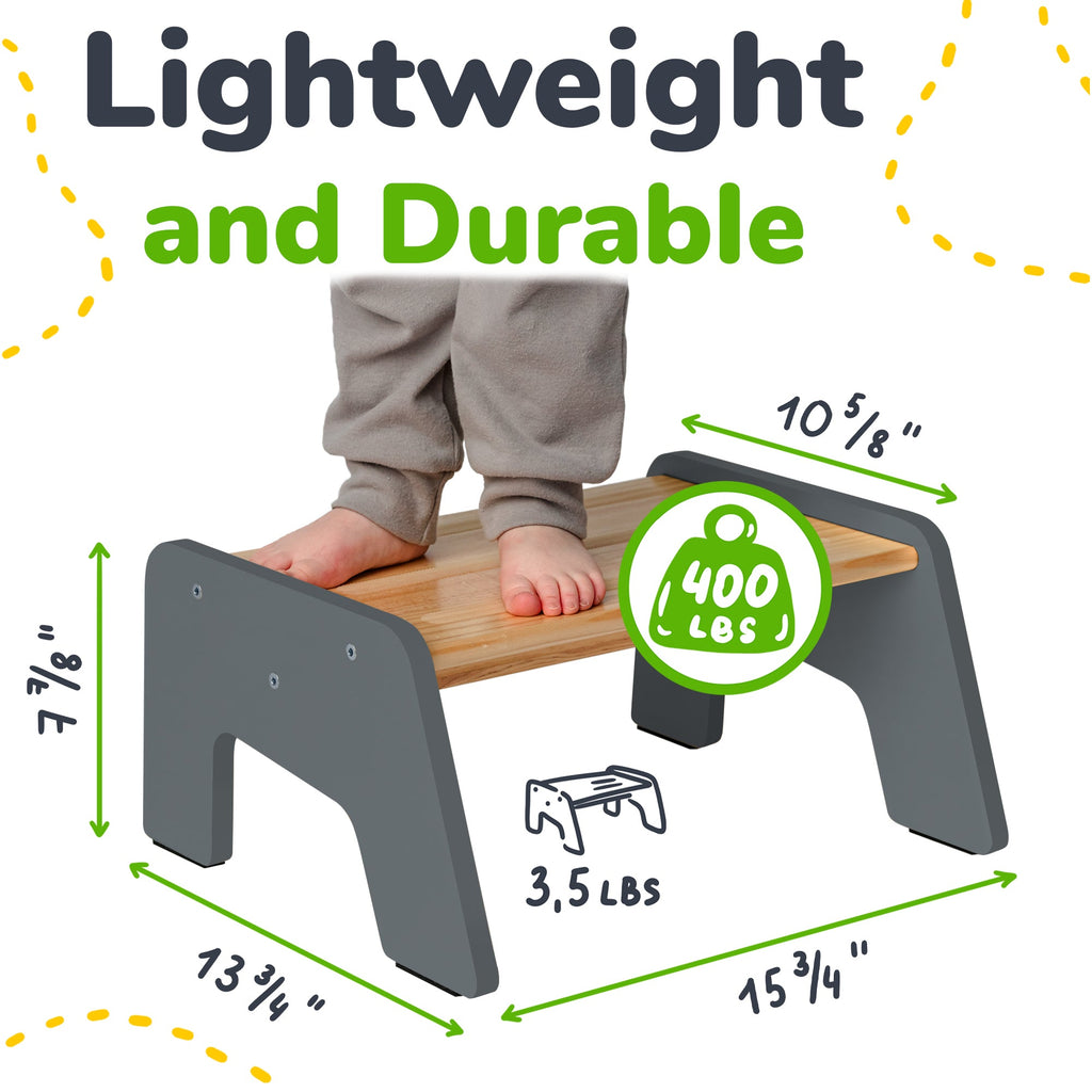 1-Step Wooden Kids Step Stool – Non-Slip for Kitchen, Bath & Potty Training