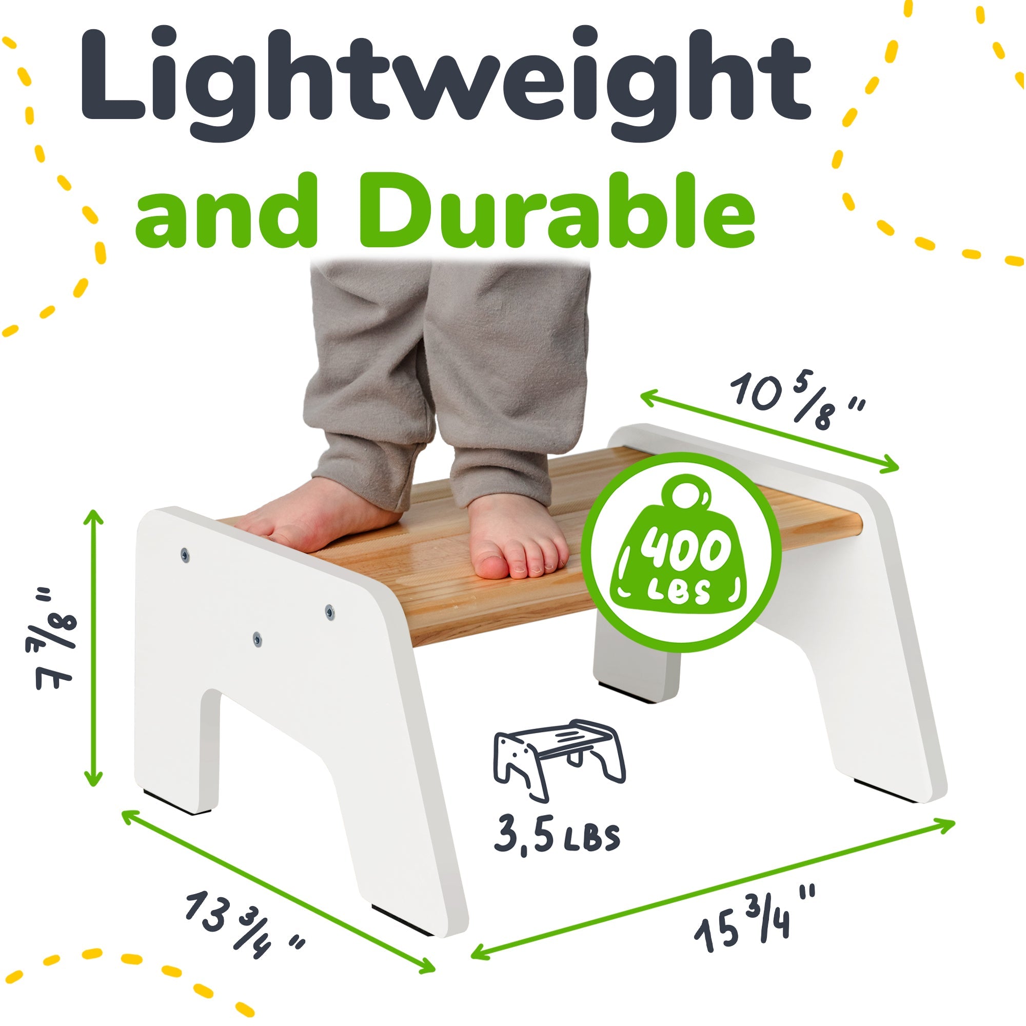 1-Step Wooden Kids Step Stool – Non-Slip for Kitchen, Bath & Potty Training