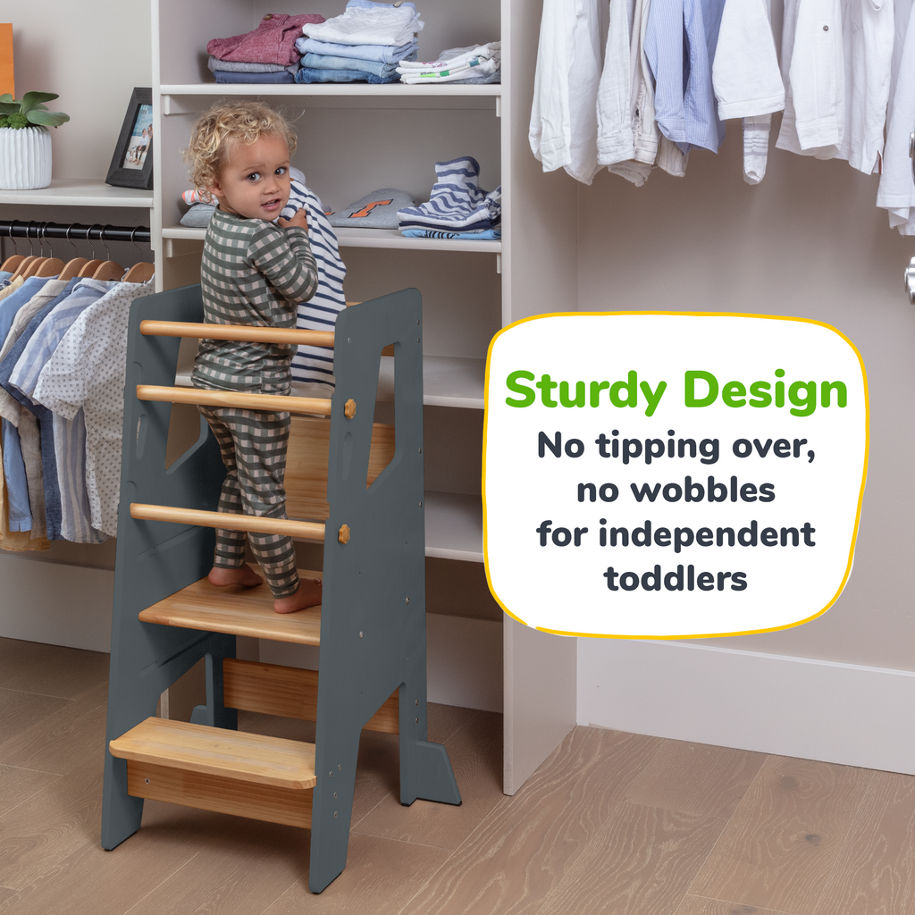 Montessori Toddler Tower – Adjustable Wooden Kitchen Helper Stool