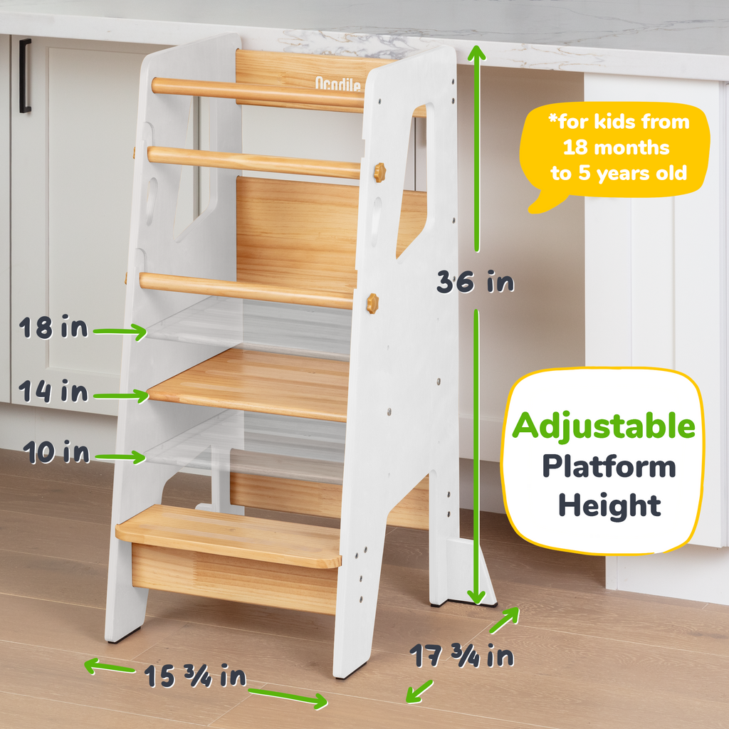 Montessori Toddler Tower – Adjustable Wooden Kitchen Helper Stool