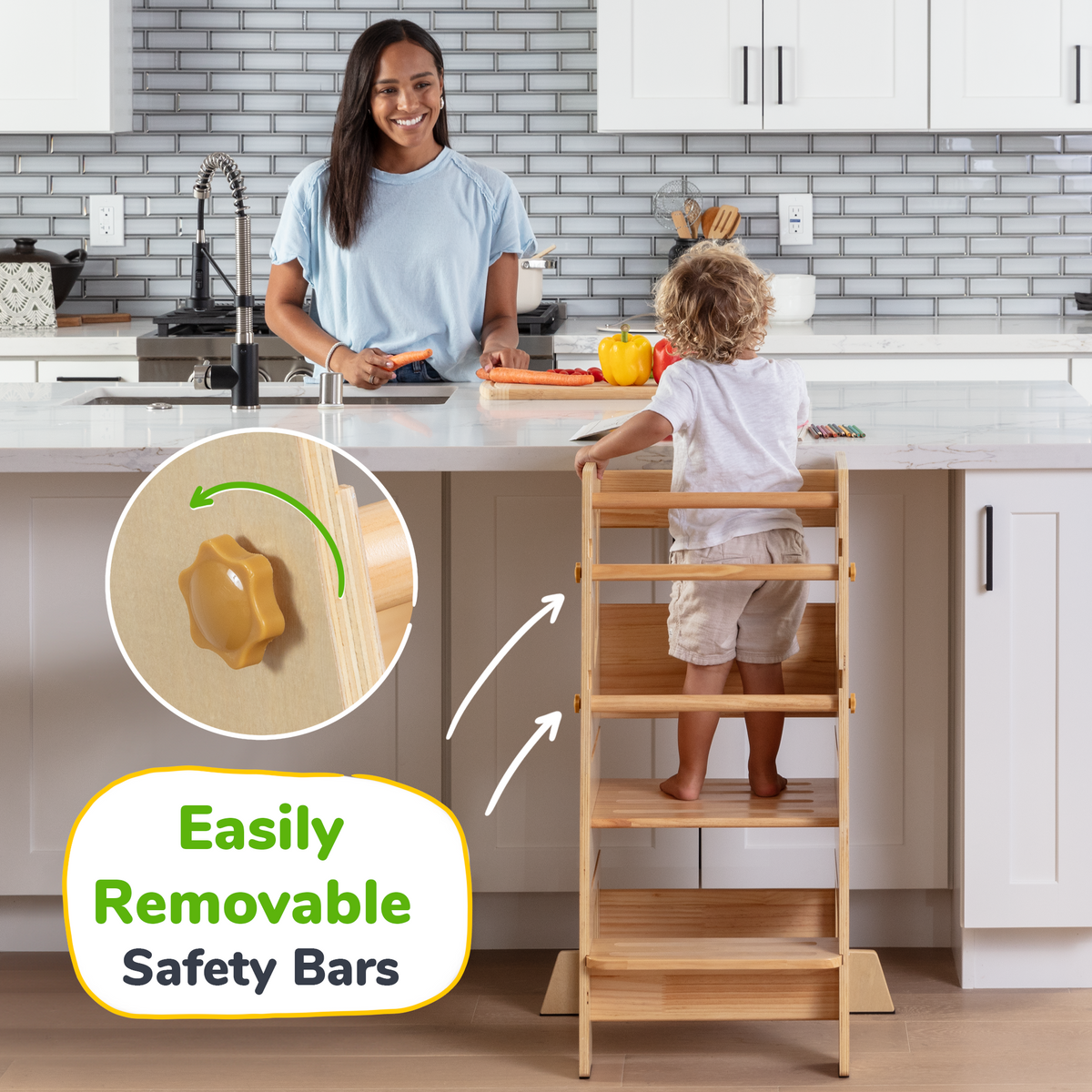 Montessori Toddler Tower – Adjustable Wooden Kitchen Helper Stool