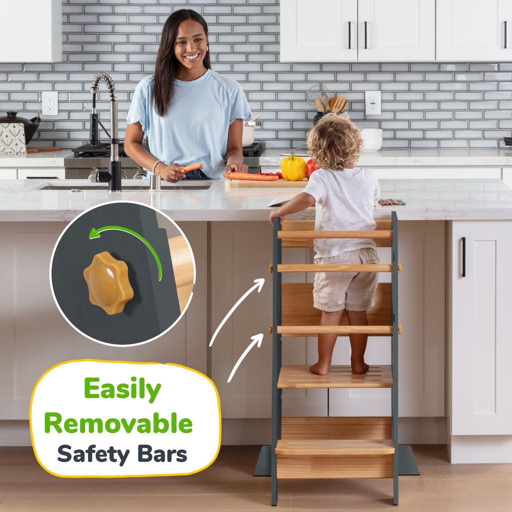 Montessori Toddler Tower – Adjustable Wooden Kitchen Helper Stool