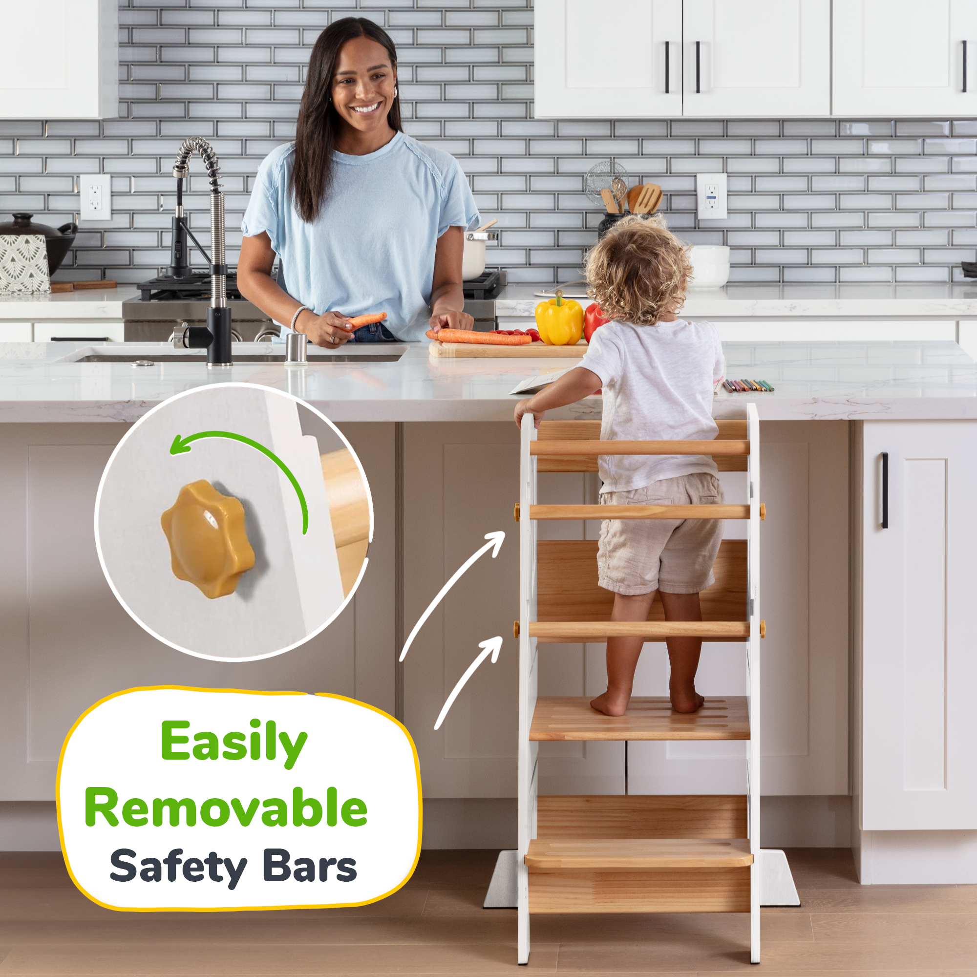 Montessori Toddler Tower – Adjustable Wooden Kitchen Helper Stool