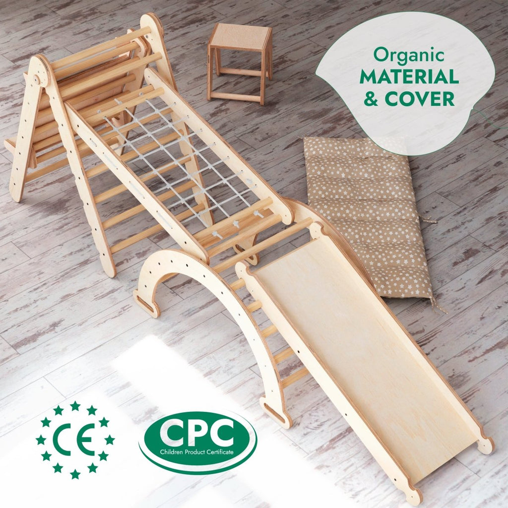 6-in-1 Montessori Climbing Set – Indoor Toddler Gym with Slide, Ladder & Art Station