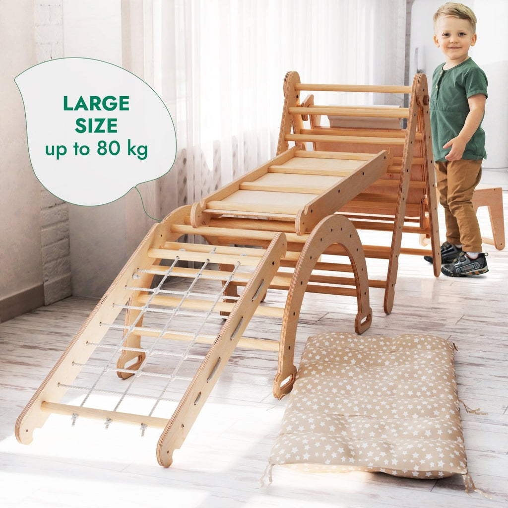 6-in-1 Montessori Climbing Set – Indoor Toddler Gym with Slide, Ladder & Art Station