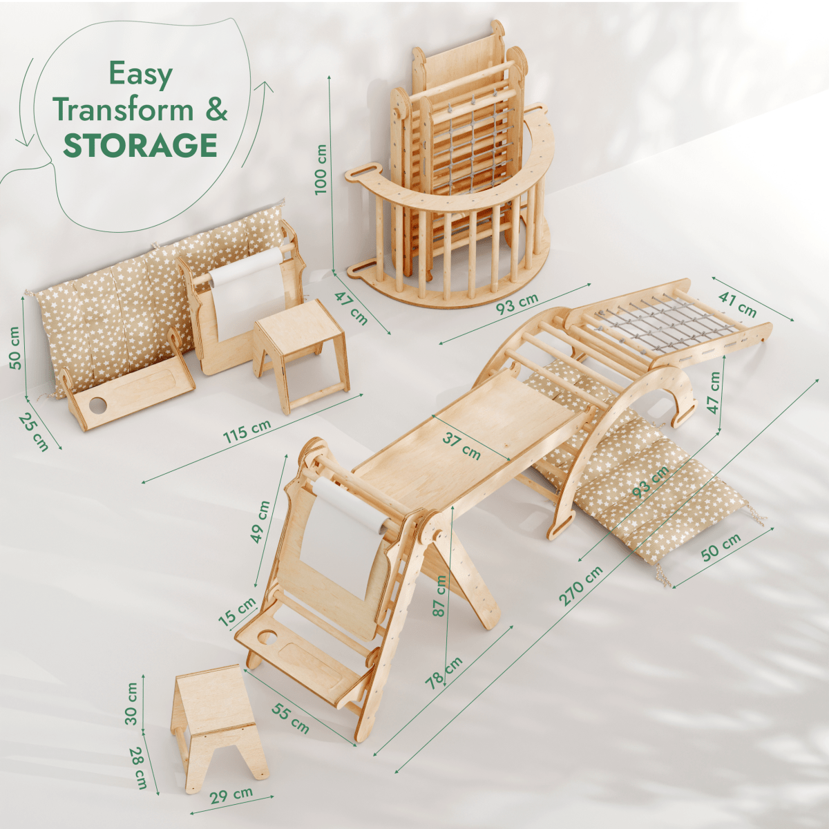 6-in-1 Montessori Climbing Set – Indoor Toddler Gym with Slide, Ladder & Art Station