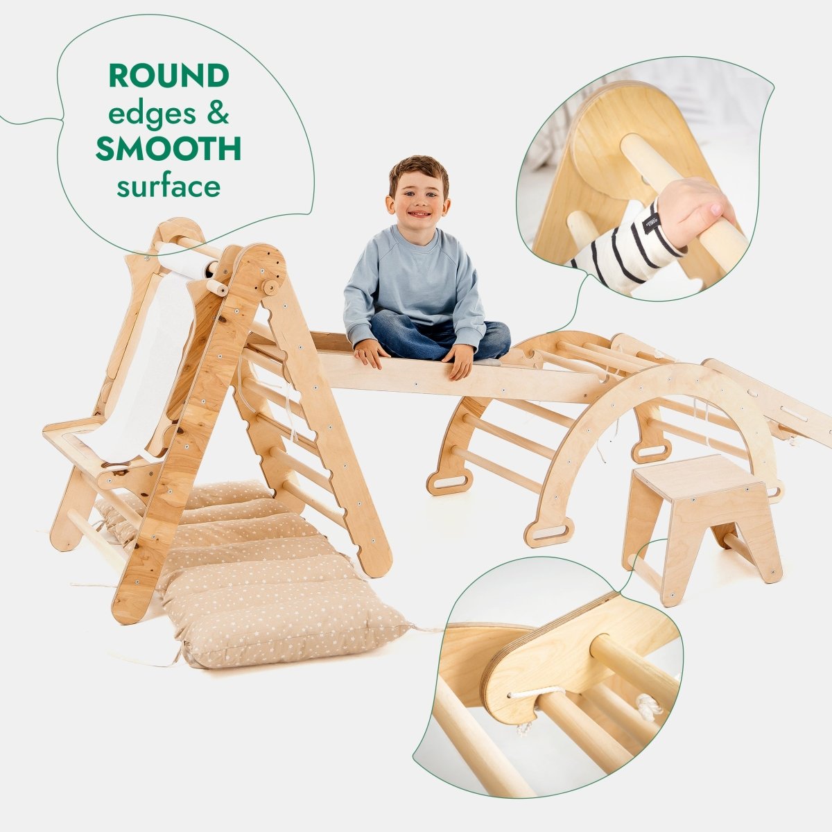 6-in-1 Montessori Climbing Set – Indoor Toddler Gym with Slide, Ladder & Art Station