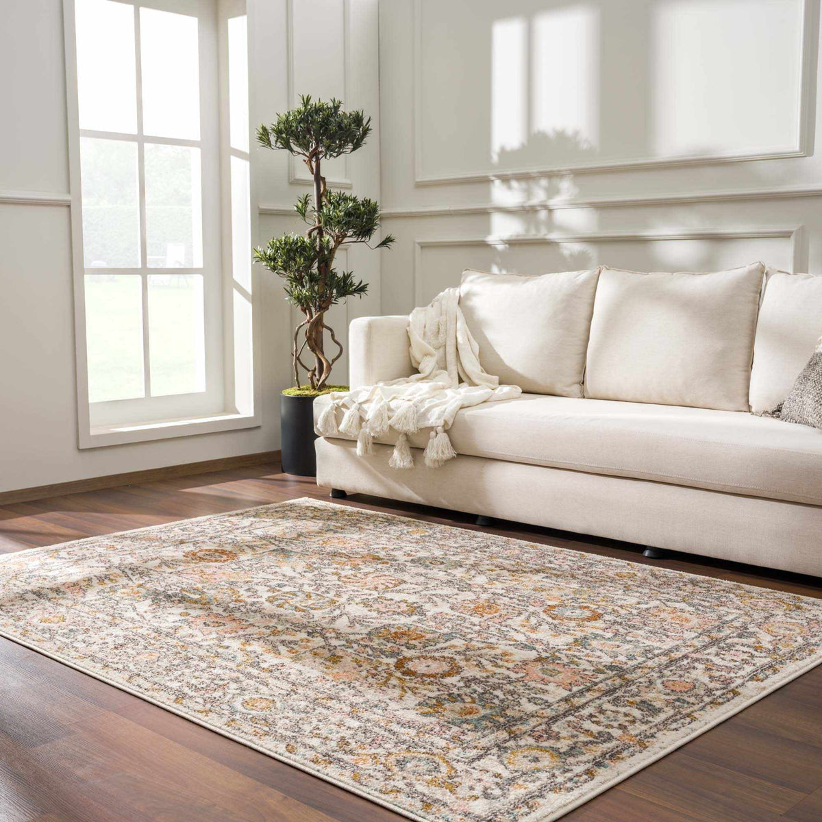 Herstmonceux Traditional Area Rug – Charcoal & Mustard Multi-Color Woven Rug