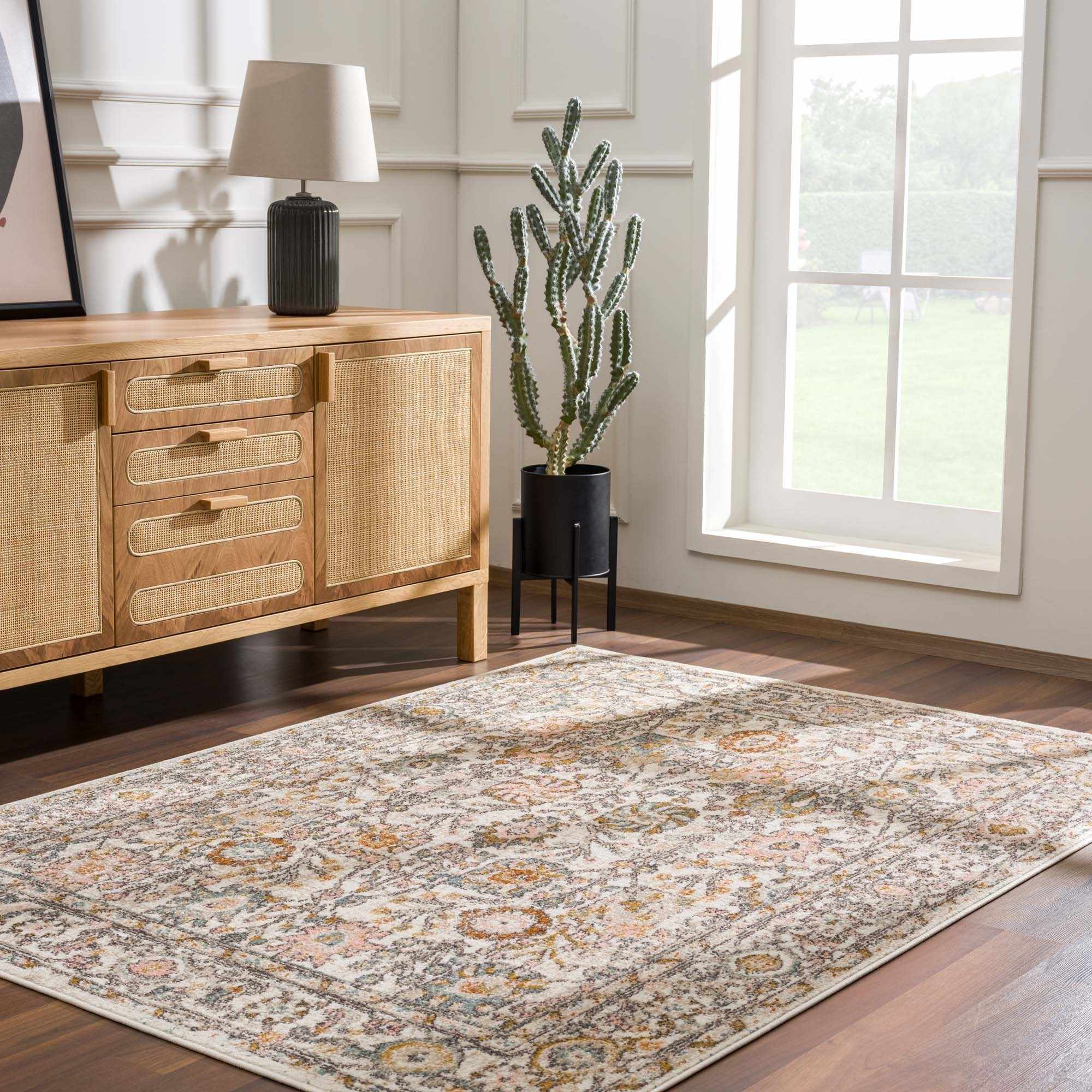 Herstmonceux Traditional Area Rug – Charcoal & Mustard Multi-Color Woven Rug