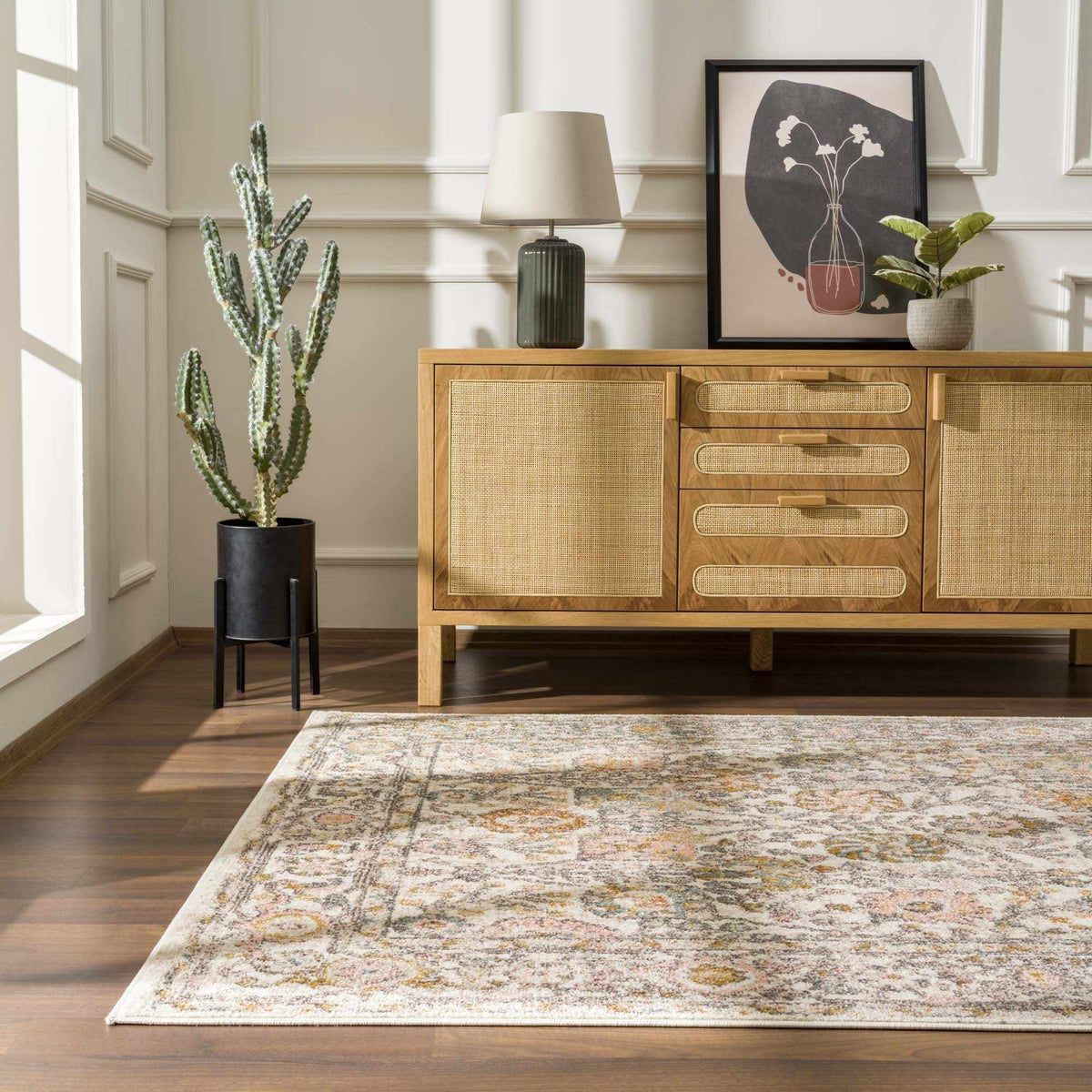 Herstmonceux Traditional Area Rug – Charcoal & Mustard Multi-Color Woven Rug