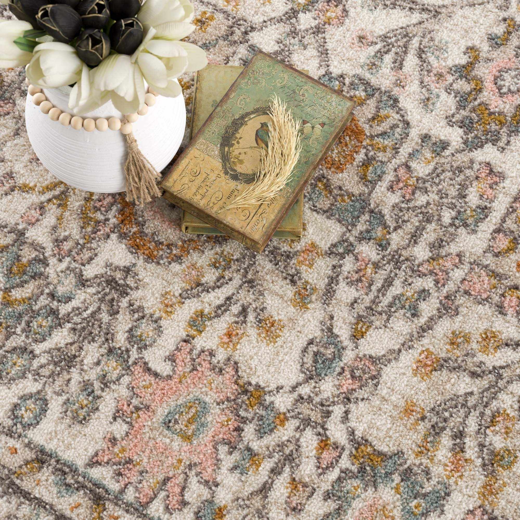 Herstmonceux Traditional Area Rug – Charcoal & Mustard Multi-Color Woven Rug