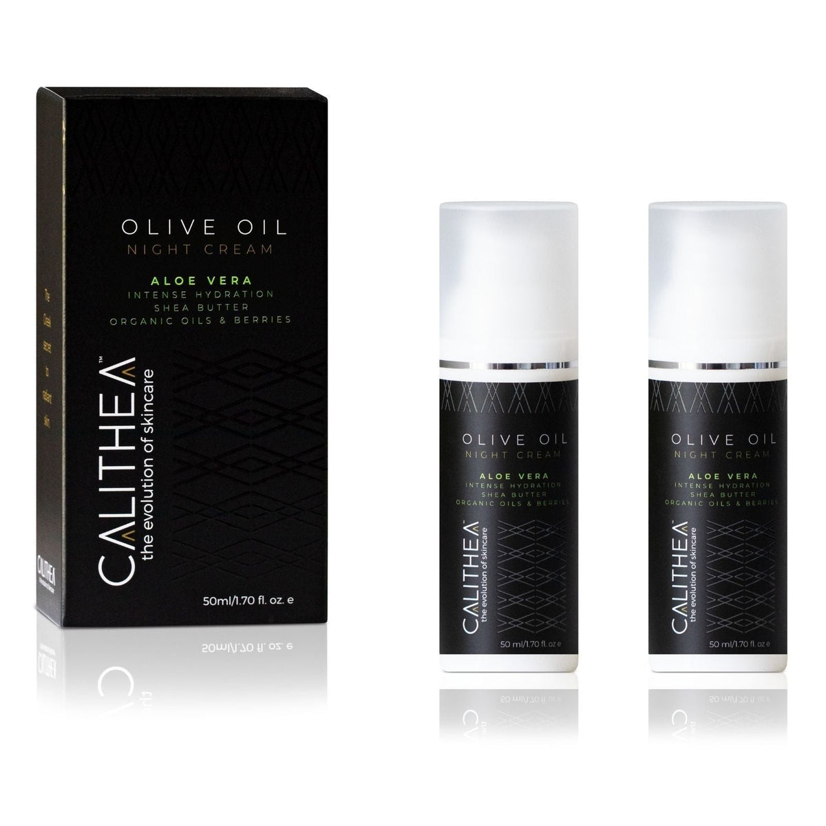 Olive Oil Night Cream with Aloe Vera & Shea Butter: 97% Natural Content - 2 Pack