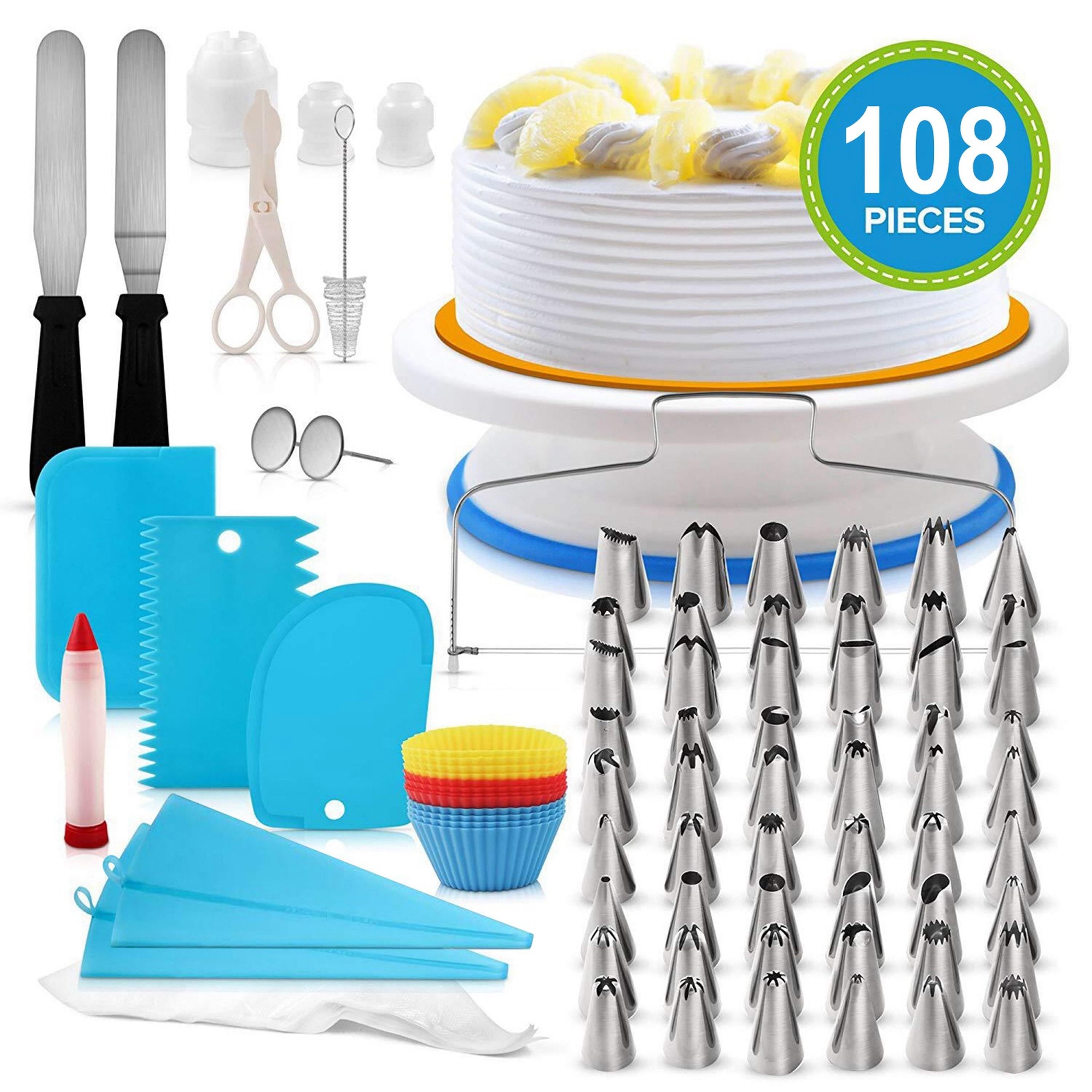 11" Rotating Cake Turntable & 108-Piece Decorating Kit – Complete Baking & Cake Decorating Set