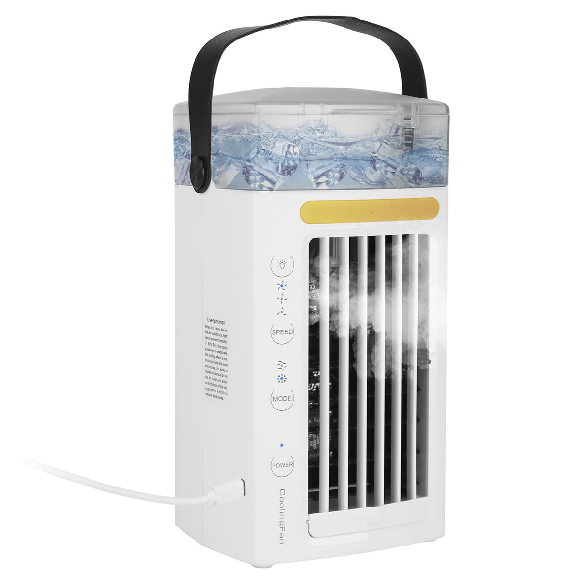 Portable 4-in-1 Air Cooler: Mist Cooling, 3 Speeds, Nightlight