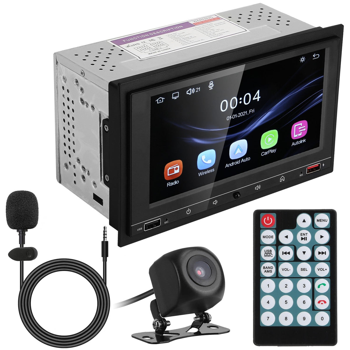 7" Universal Wireless Car MP5 Player – 1080P Video, FM Radio, USB/AUX, Rear View Camera & Remote