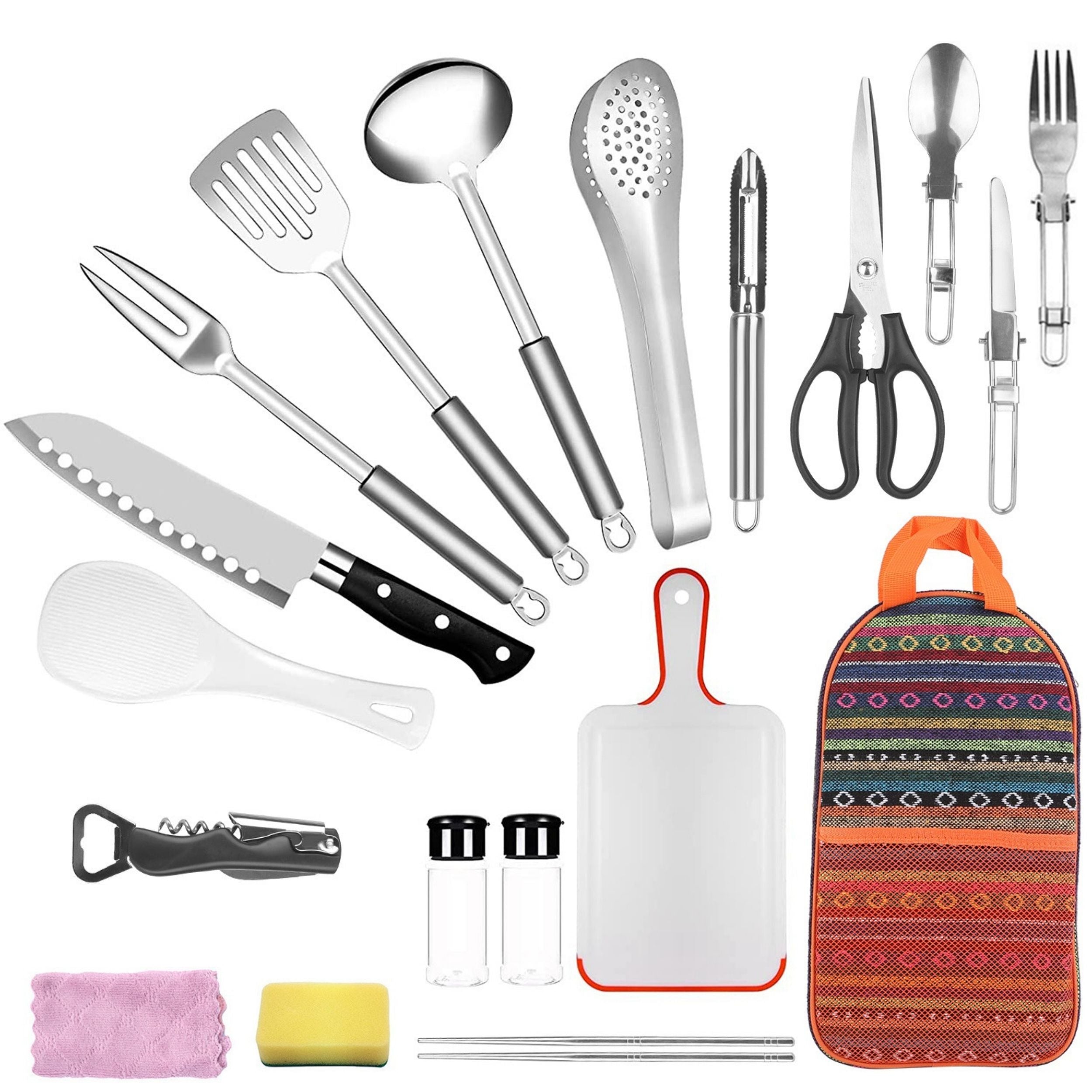 19-Piece Camping Cookware Set – Portable Outdoor Kitchen with Carry Bag
