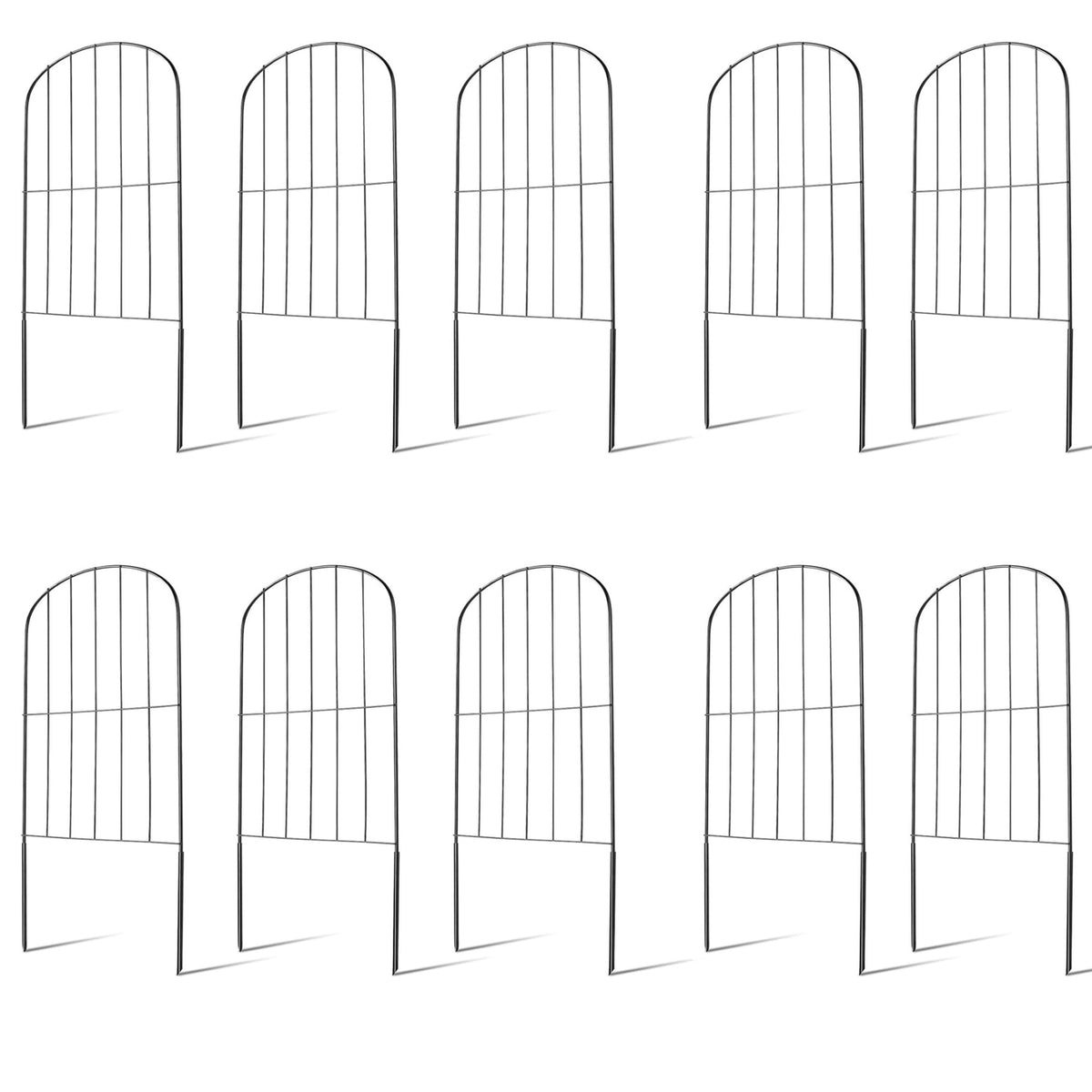 10Pcs Decorative Garden Fence Rustproof Iron Wire Arched Fence Animal Barrier Border 12.59” Width 23.93” Length For Yard Landscape Patio Outdoor Decor