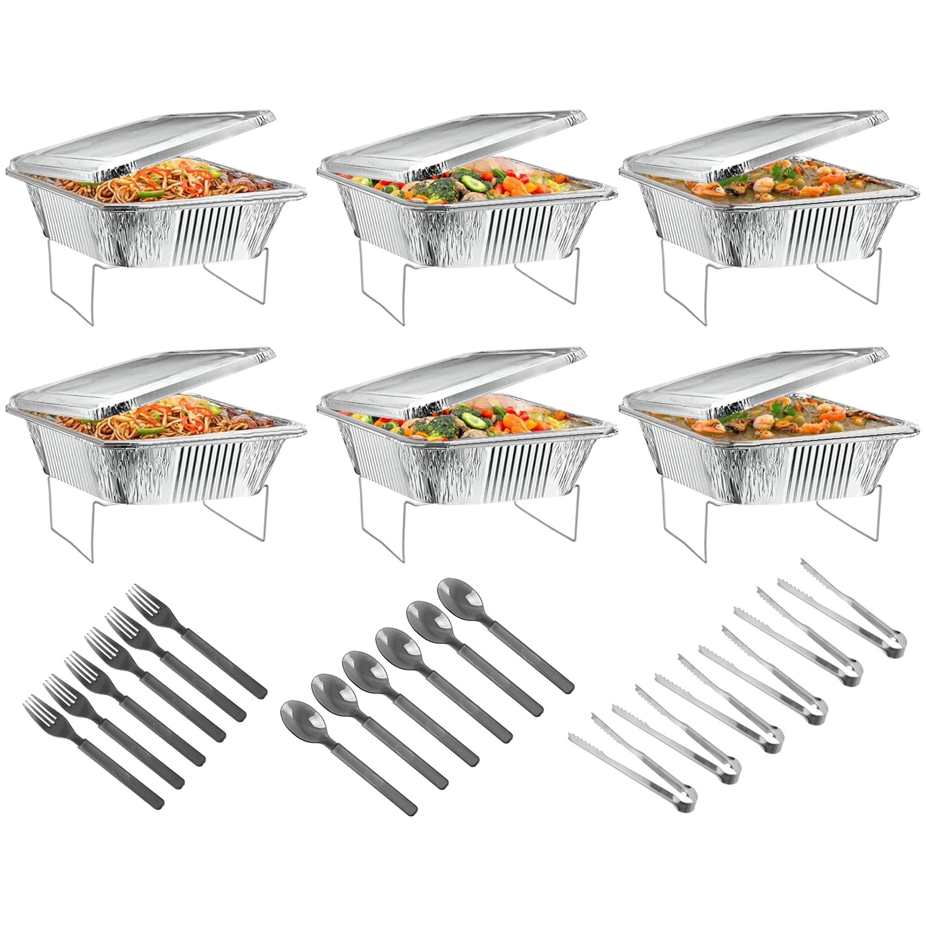 36-Piece Disposable Chafing Dish Buffet Set – Food Warmers, Covers, Utensils & Half-Size Pans for Parties