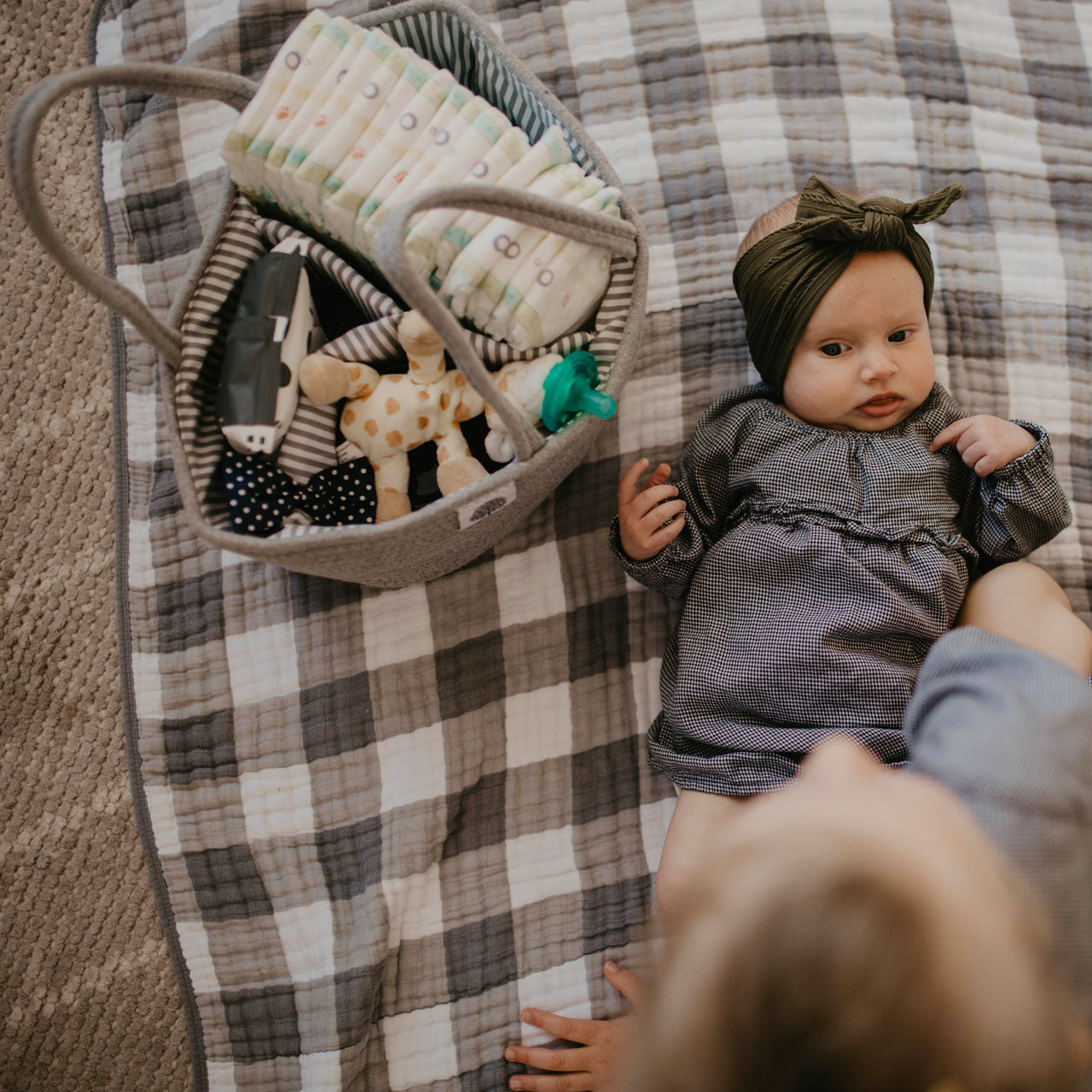 Rope Diaper Caddy Organizer – Stylish Baby Essential Storage for Nursery