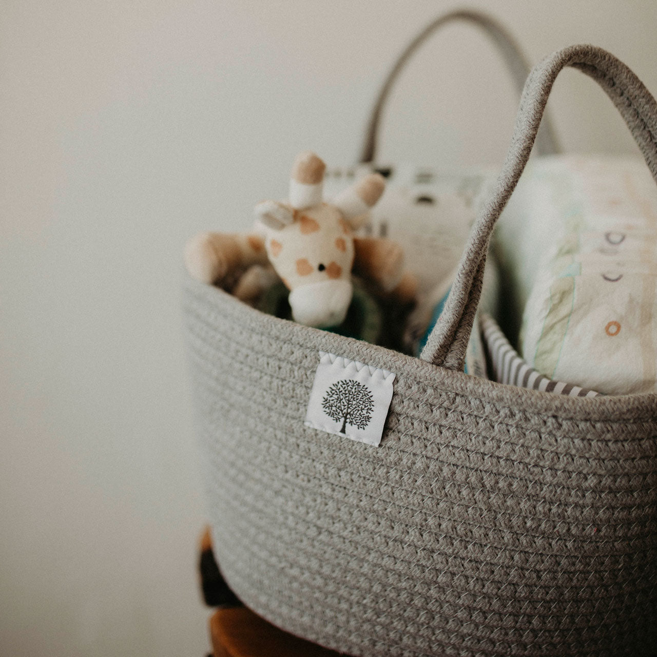 Rope Diaper Caddy Organizer – Stylish Baby Essential Storage for Nursery