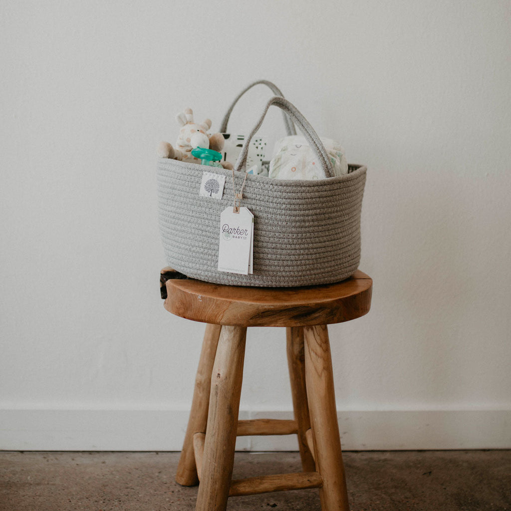 Rope Diaper Caddy Organizer – Stylish Baby Essential Storage for Nursery
