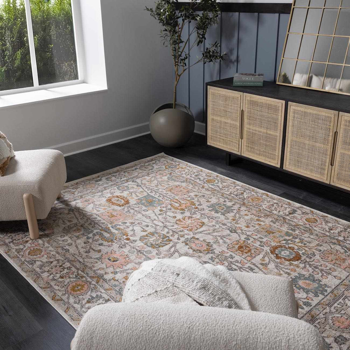 Herstmonceux Traditional Area Rug – Charcoal & Mustard Multi-Color Woven Rug