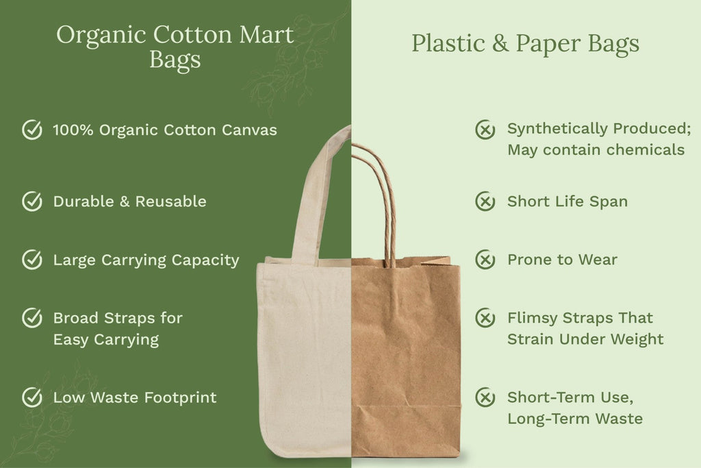 Organic Cotton Canvas Grocery Tote Bag – Reusable with 6 Bottle Sleeves