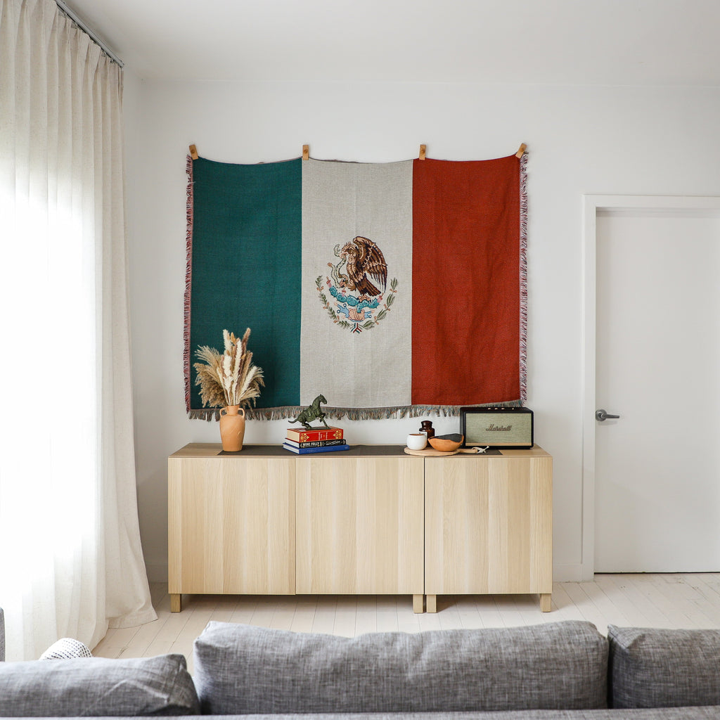 Mexico Flag Woven Throw Blanket – Cotton-Poly Blend | Sofa, Bed & Wall Décor