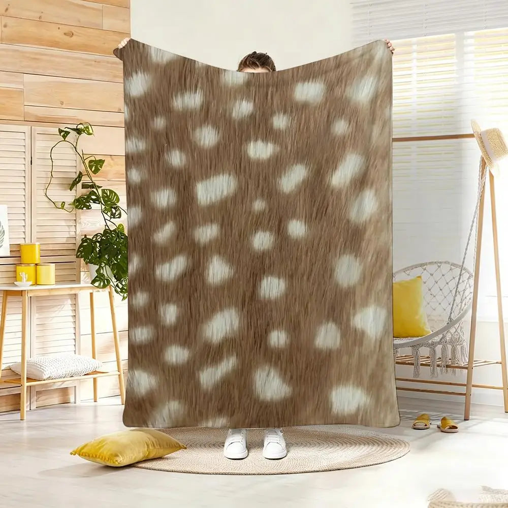Animal Print Flannel Throw Blanket – Lightweight & Soft for Summer Cooling