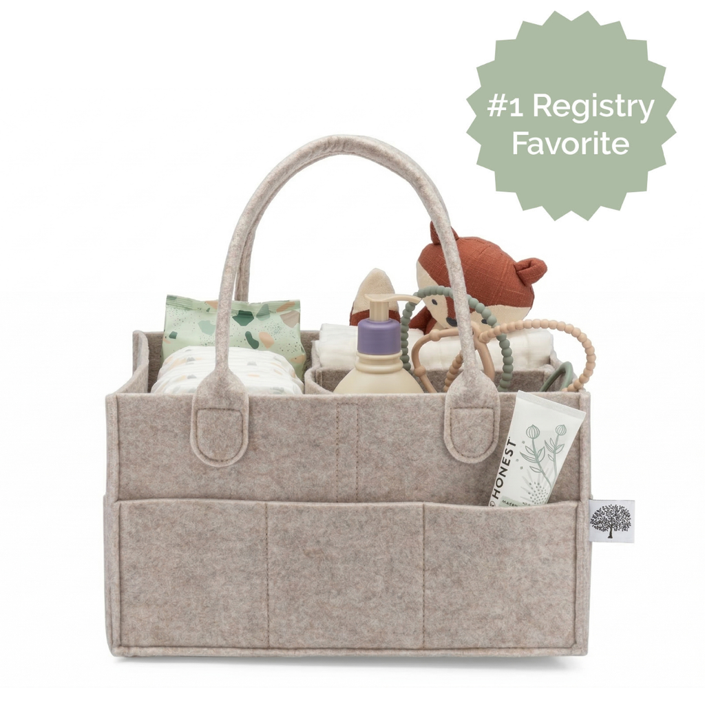 Felt Diaper Caddy Organizer – Portable Nursery Storage with 8 Pockets