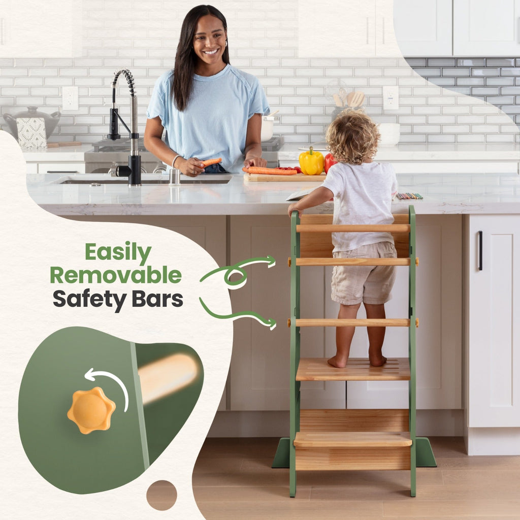 Montessori Toddler Tower – Adjustable Wooden Kitchen Helper Stool