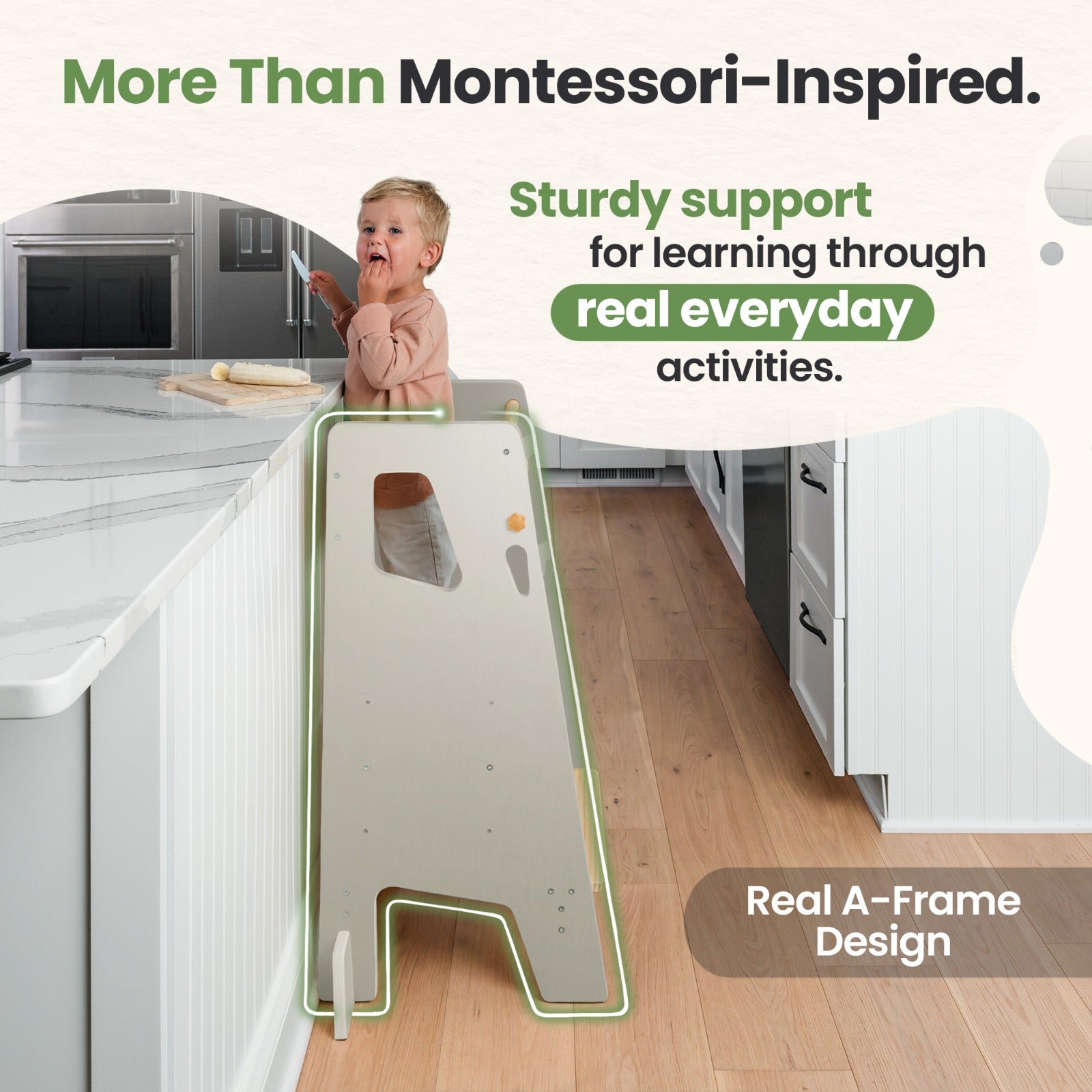 Montessori Toddler Tower – Adjustable Wooden Kitchen Helper Stool