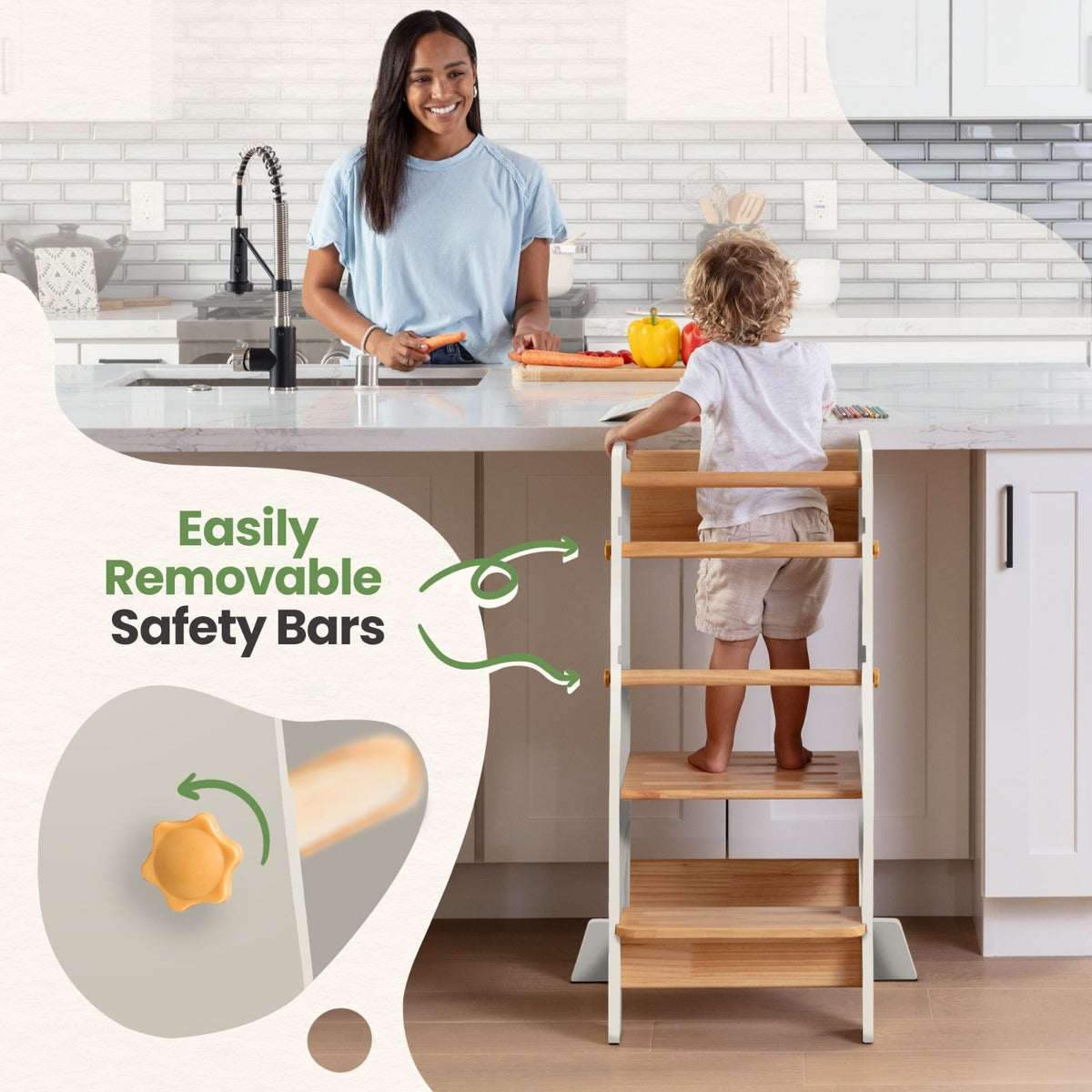 Montessori Toddler Tower – Adjustable Wooden Kitchen Helper Stool