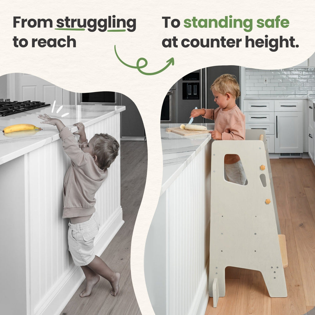 Montessori Toddler Tower – Adjustable Wooden Kitchen Helper Stool