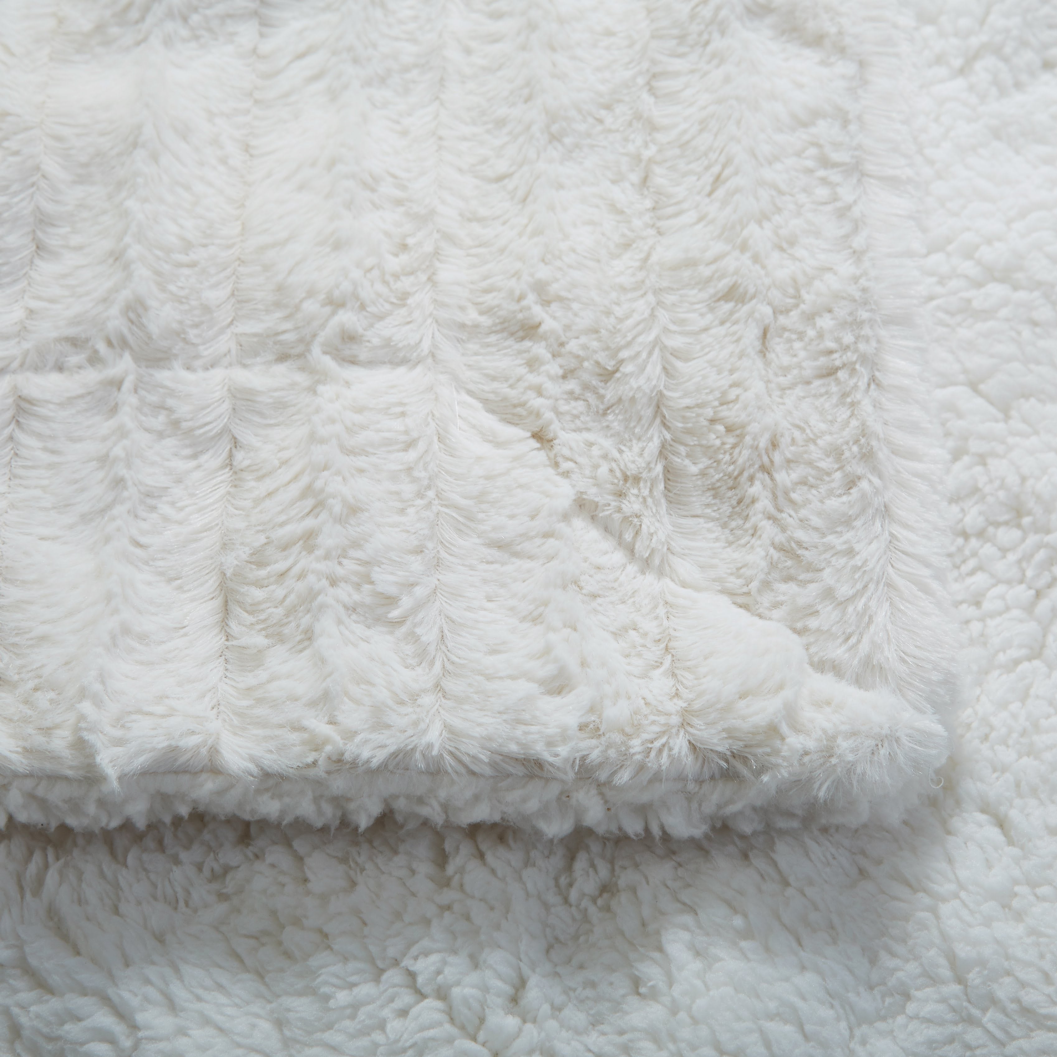 Ivory Faux Fur Sherpa Throw Blanket – Ultra Soft & Cozy