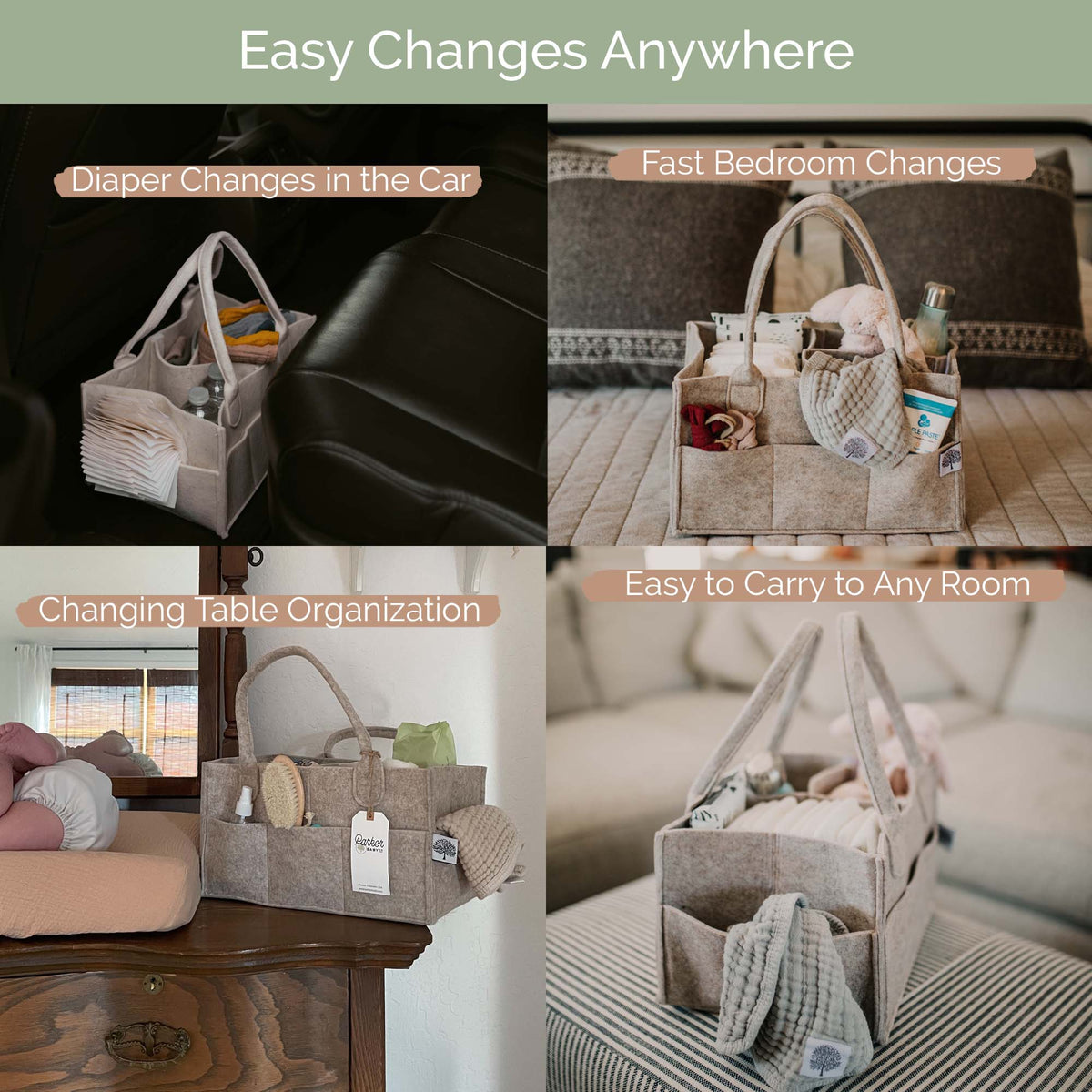 Felt Diaper Caddy Organizer – Portable Nursery Storage with 8 Pockets