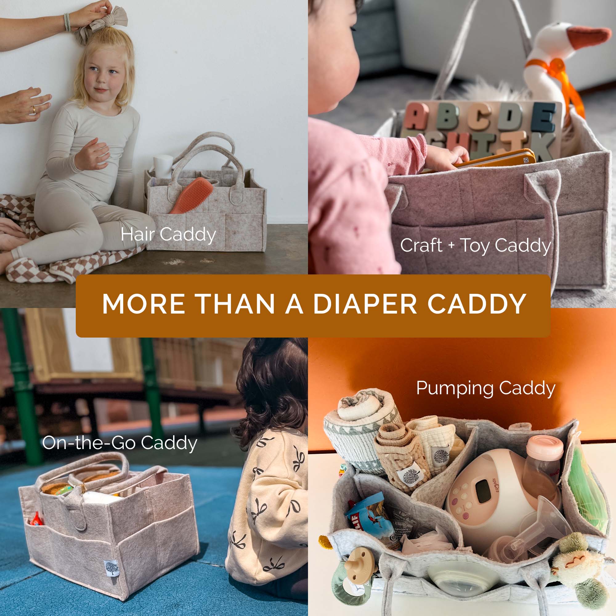 Felt Diaper Caddy Organizer – Portable Nursery Storage with 8 Pockets