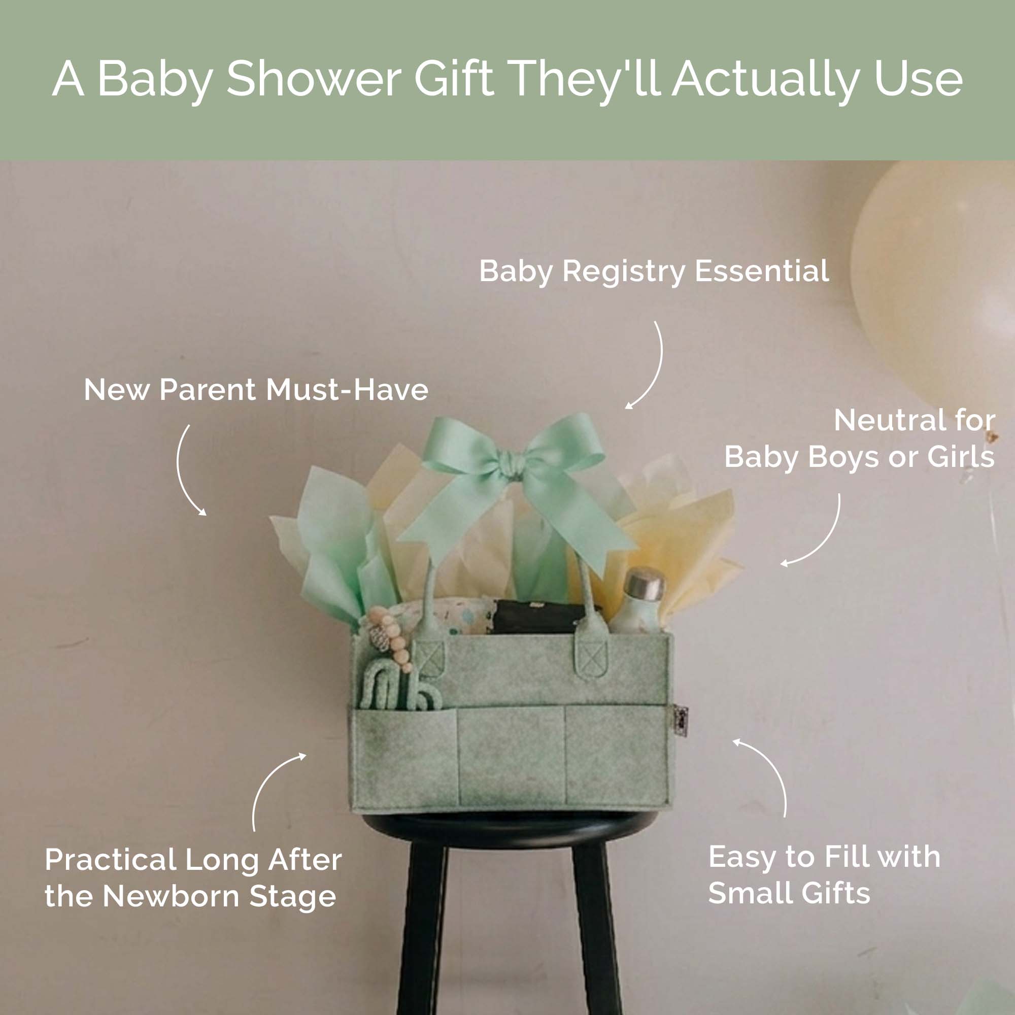 Felt Diaper Caddy Organizer – Portable Nursery Storage with 8 Pockets