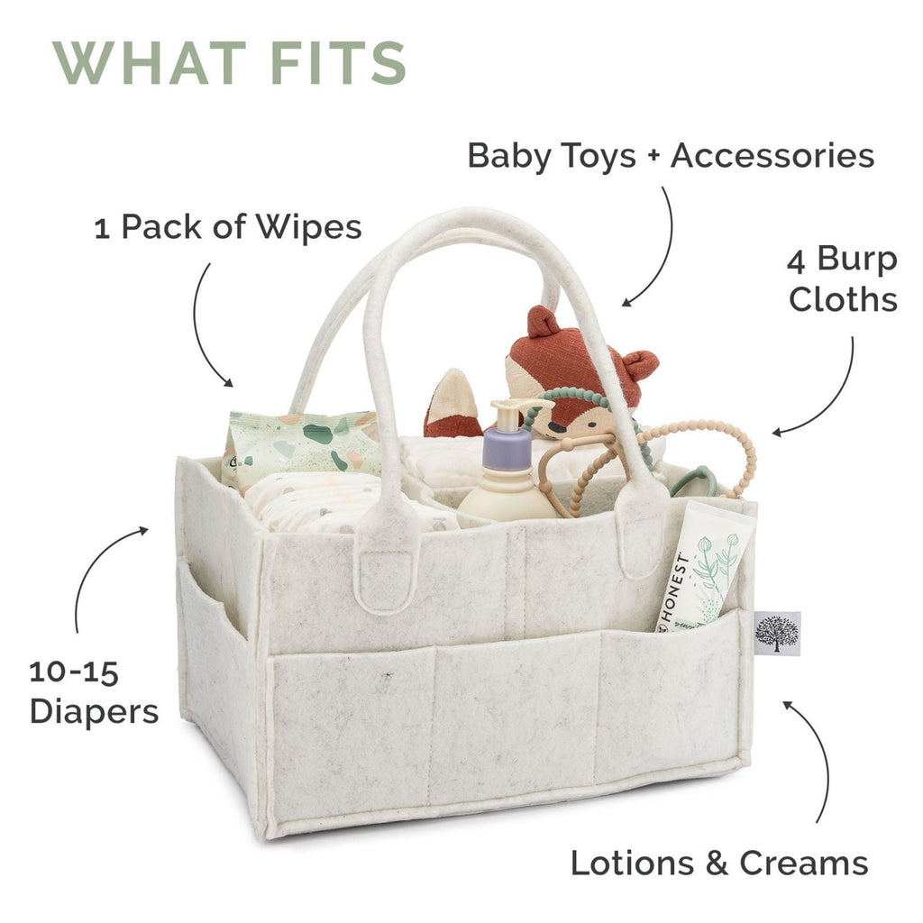 Felt Diaper Caddy Organizer – Portable Nursery Storage with 8 Pockets