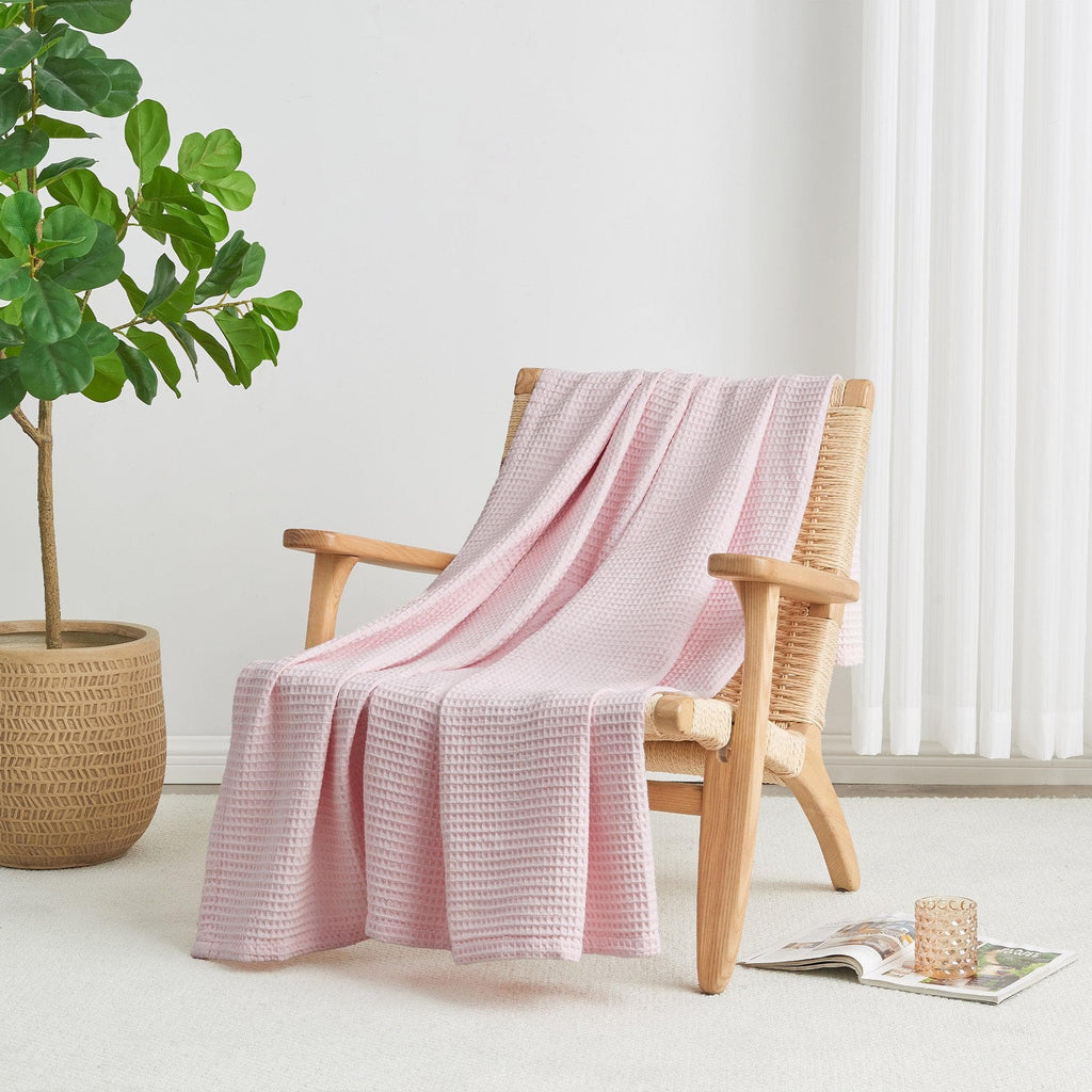 Cotton Waffle Weave Throw Blanket – Lightweight & Breathable | Mikala Collection