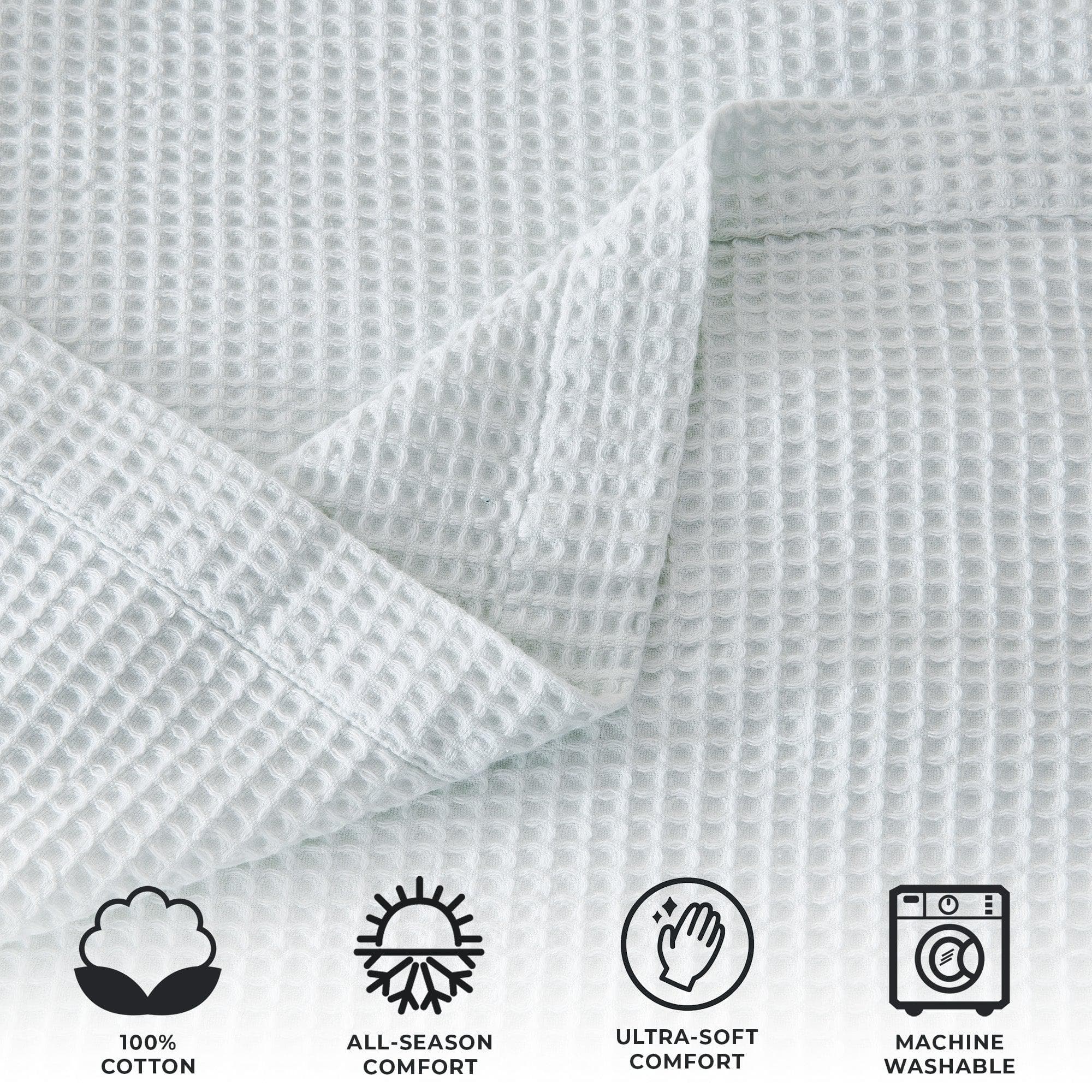 Cotton Waffle Weave Throw Blanket – Lightweight & Breathable | Mikala Collection