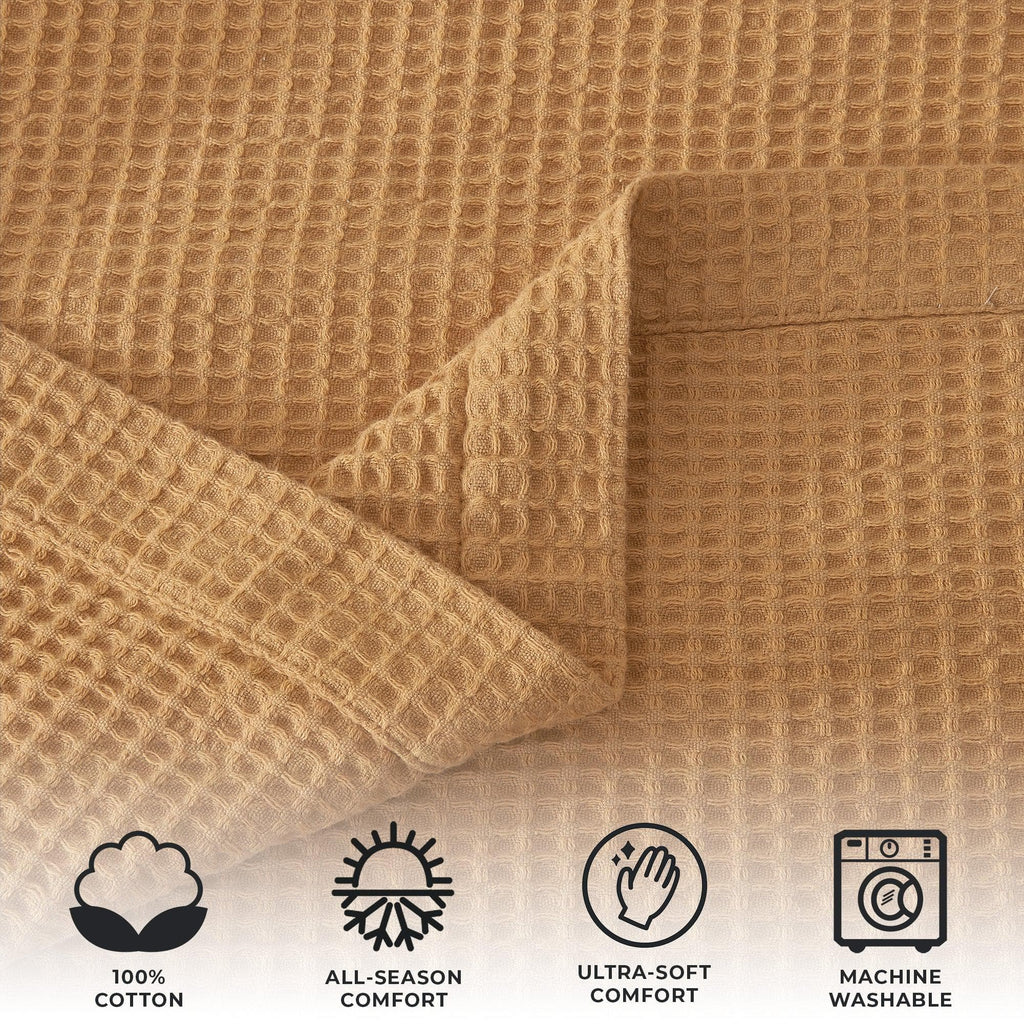 Cotton Waffle Weave Throw Blanket – Lightweight & Breathable | Mikala Collection