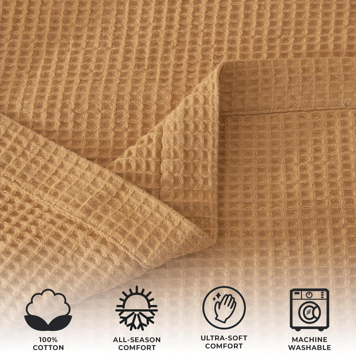 Cotton Waffle Weave Throw Blanket – Lightweight & Breathable | Mikala Collection