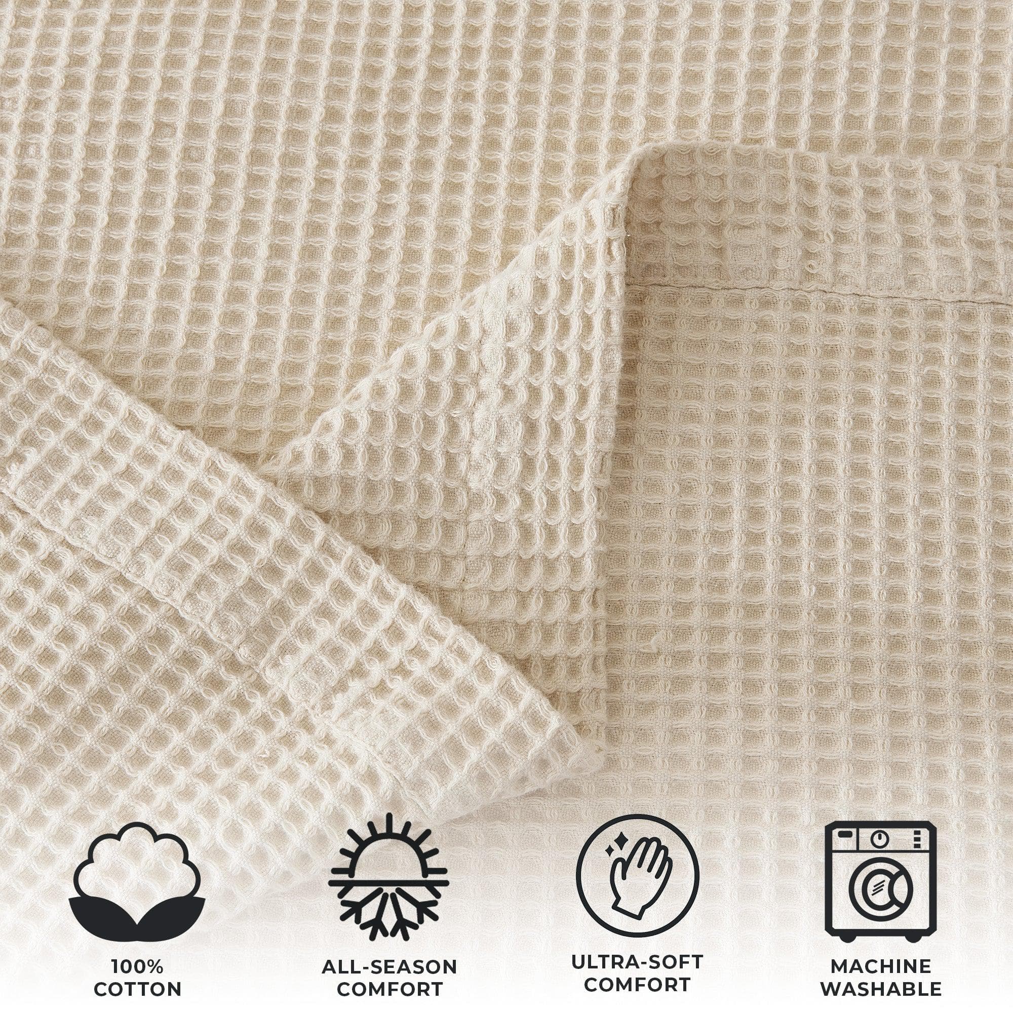 Cotton Waffle Weave Throw Blanket – Lightweight & Breathable | Mikala Collection