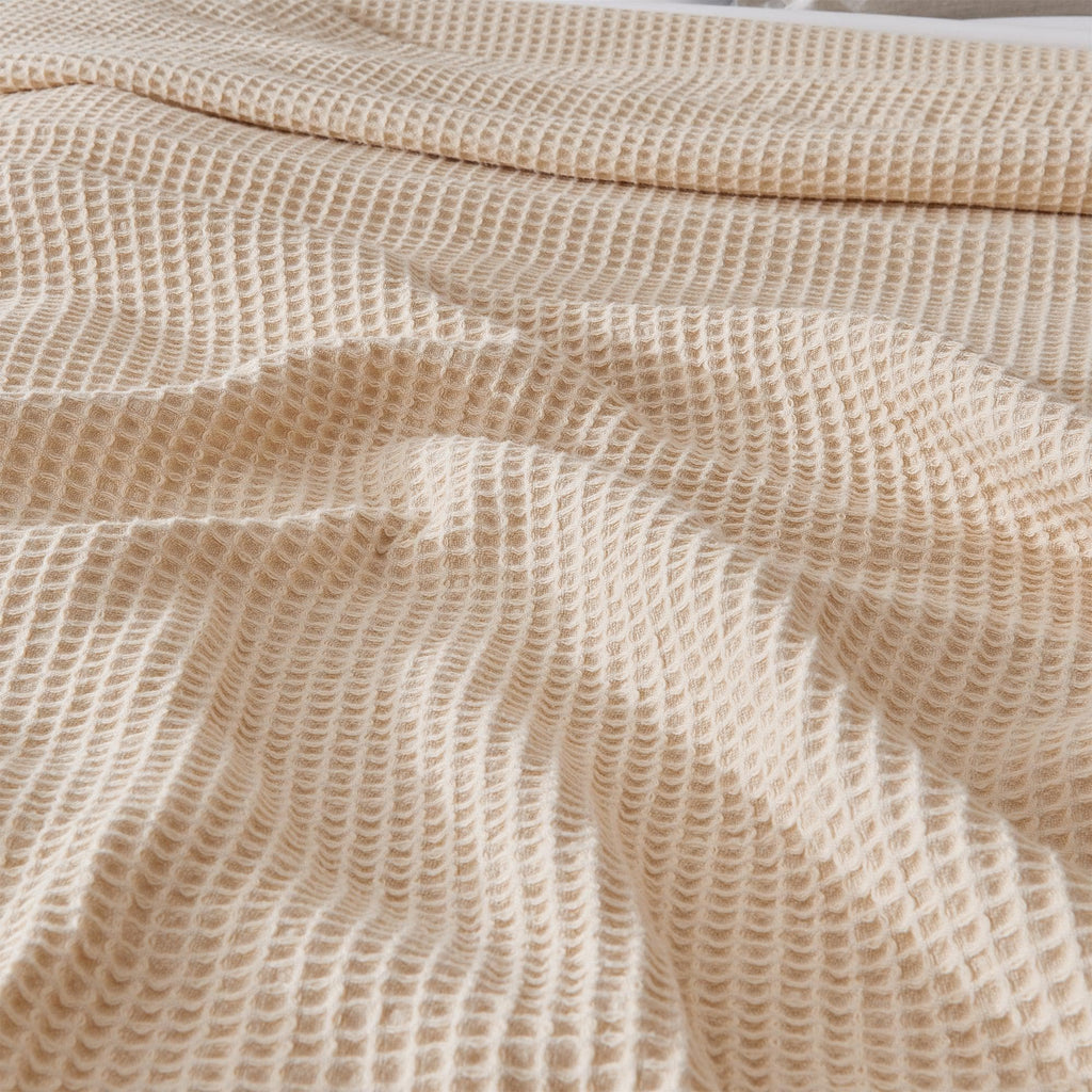 Cotton Waffle Weave Throw Blanket – Lightweight & Breathable | Mikala Collection