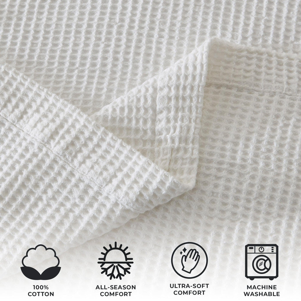 Cotton Waffle Weave Throw Blanket – Lightweight & Breathable | Mikala Collection