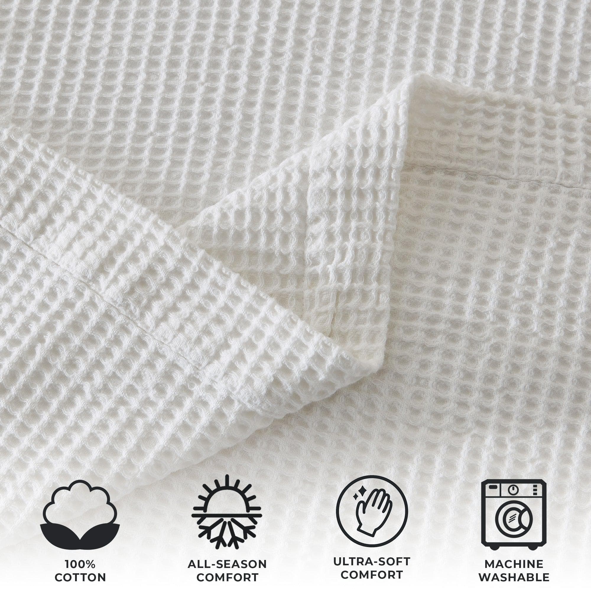 Cotton Waffle Weave Throw Blanket – Lightweight & Breathable | Mikala Collection