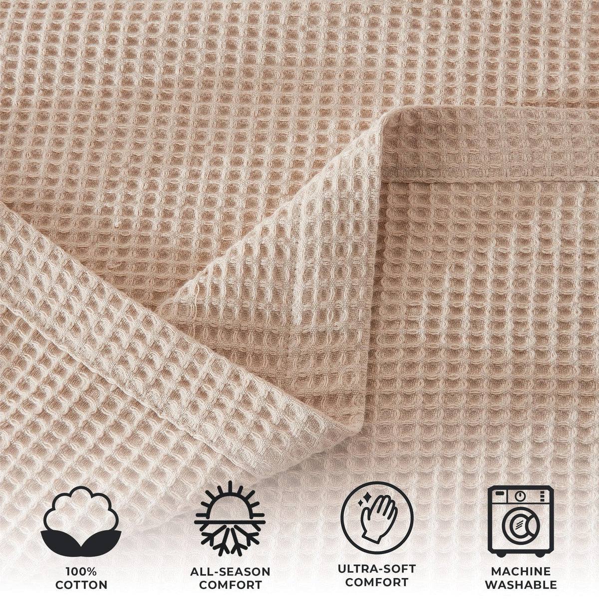 Cotton Waffle Weave Throw Blanket – Lightweight & Breathable | Mikala Collection