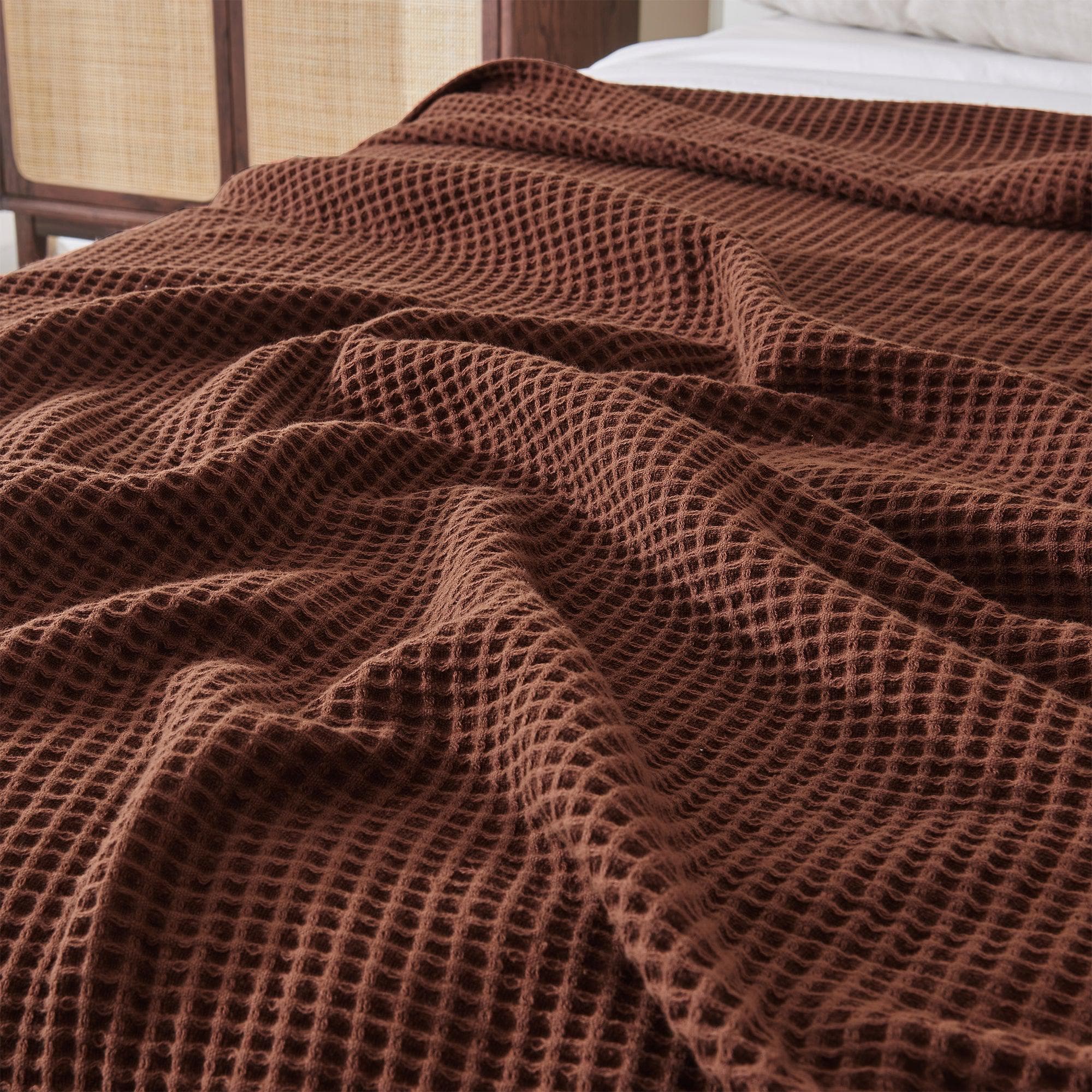 Cotton Waffle Weave Throw Blanket – Lightweight & Breathable | Mikala Collection